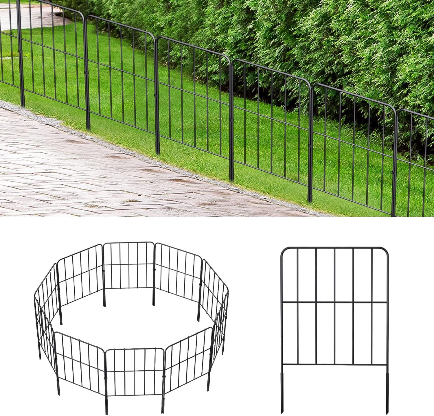 Black Metal Wire Garden Fence 10ft x 24in Decorative Panels