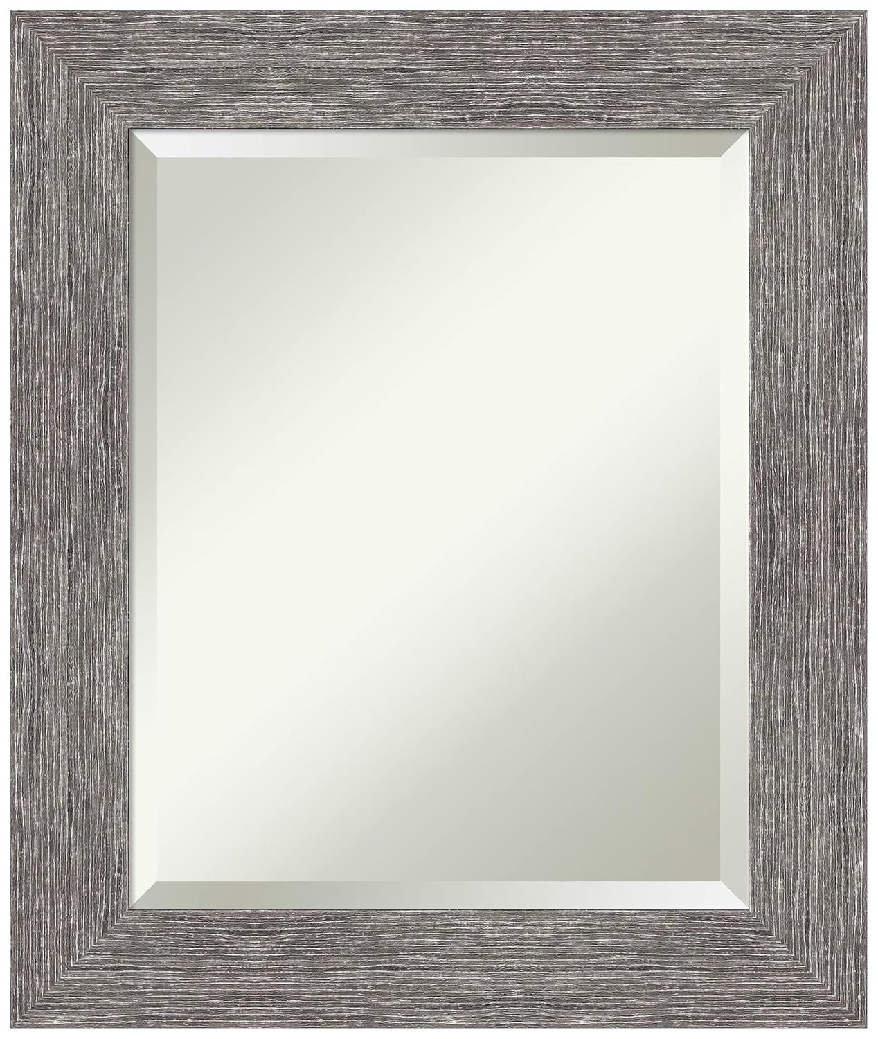 Pinstripe Plank Grey 21.5" x 25.5" Beveled Bathroom Vanity Mirror