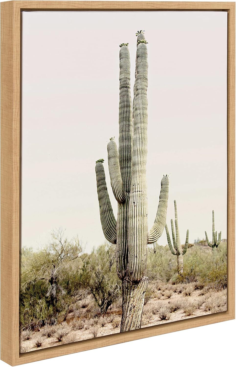 Sunrise Cactus Natural Framed Canvas Wall Art, 18x24