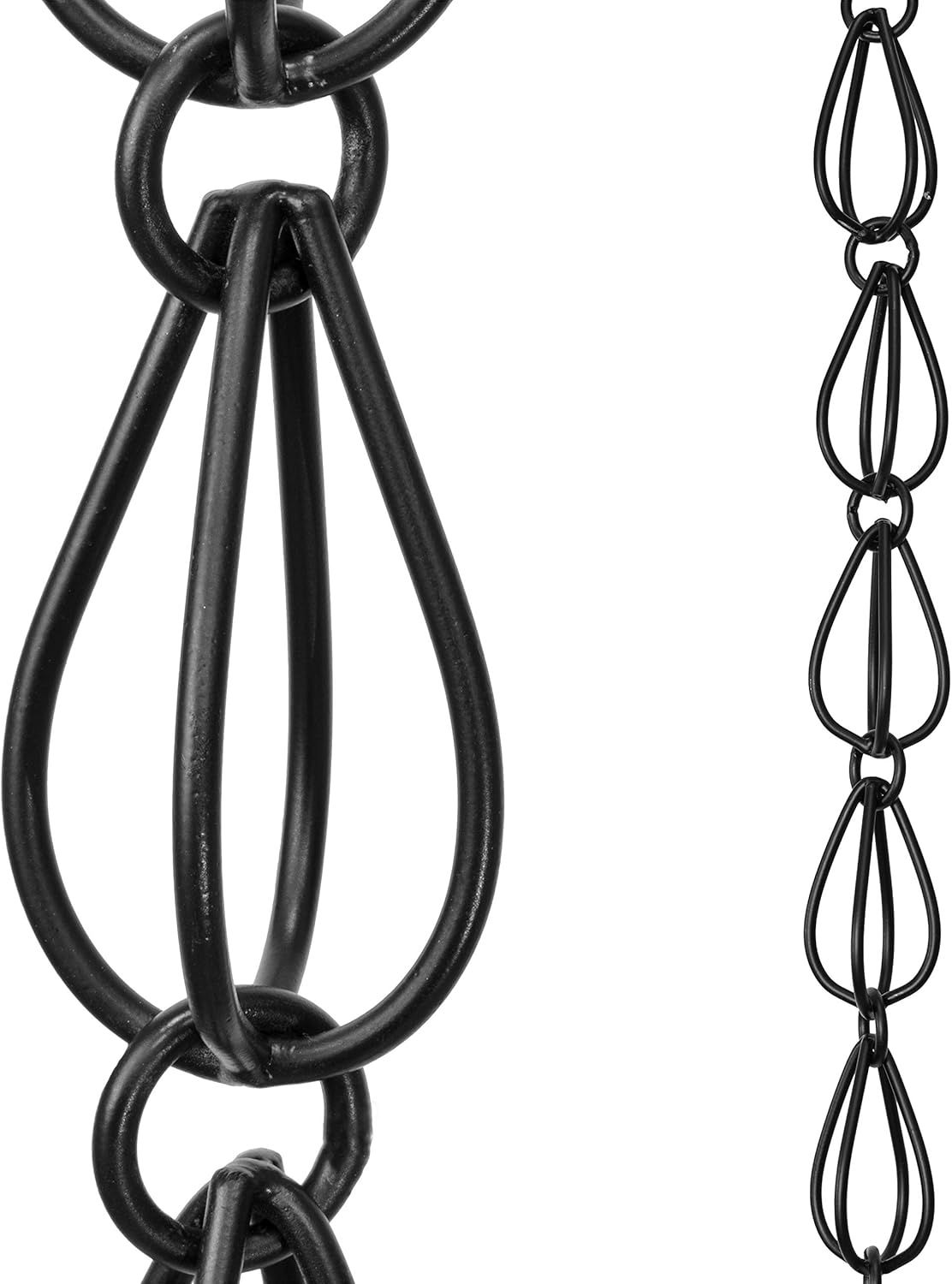 Black Aluminum Teardrop Rain Chain 8.5 Feet