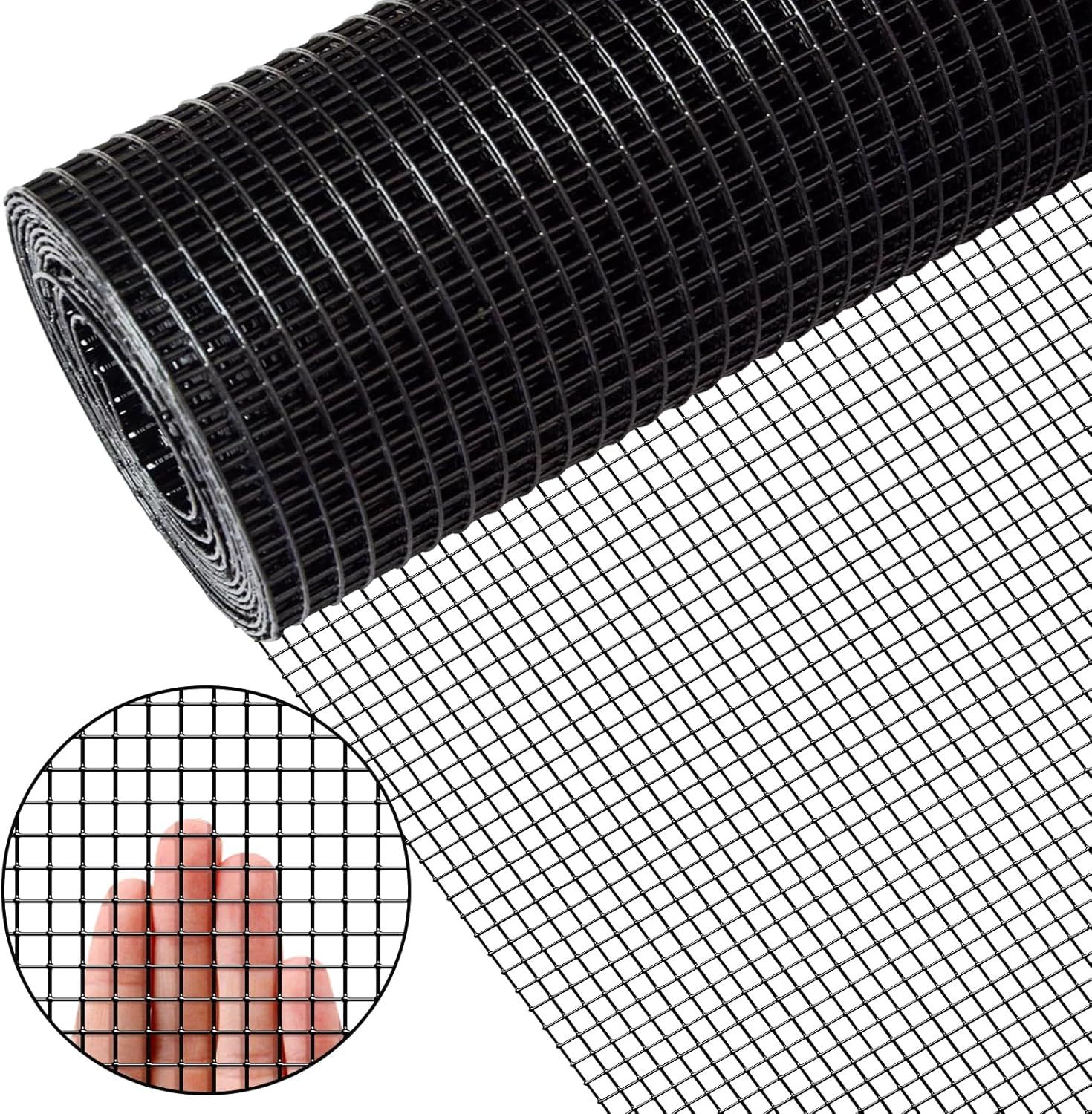 36" x 50' Black Vinyl Coated Galvanized Chicken Wire Fence