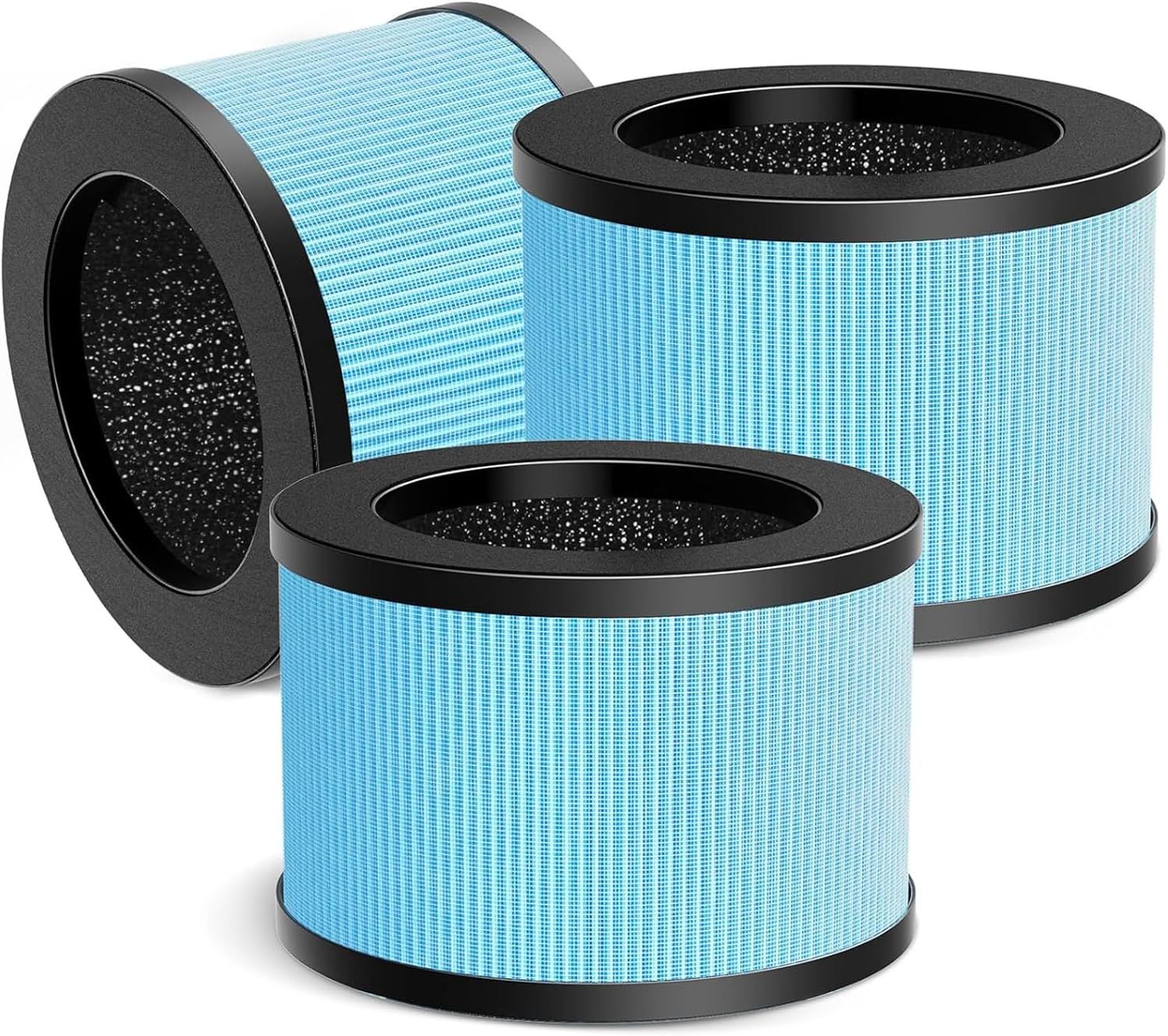 Blue and Black True HEPA Air Purifier Replacement Filters, 3 Pack