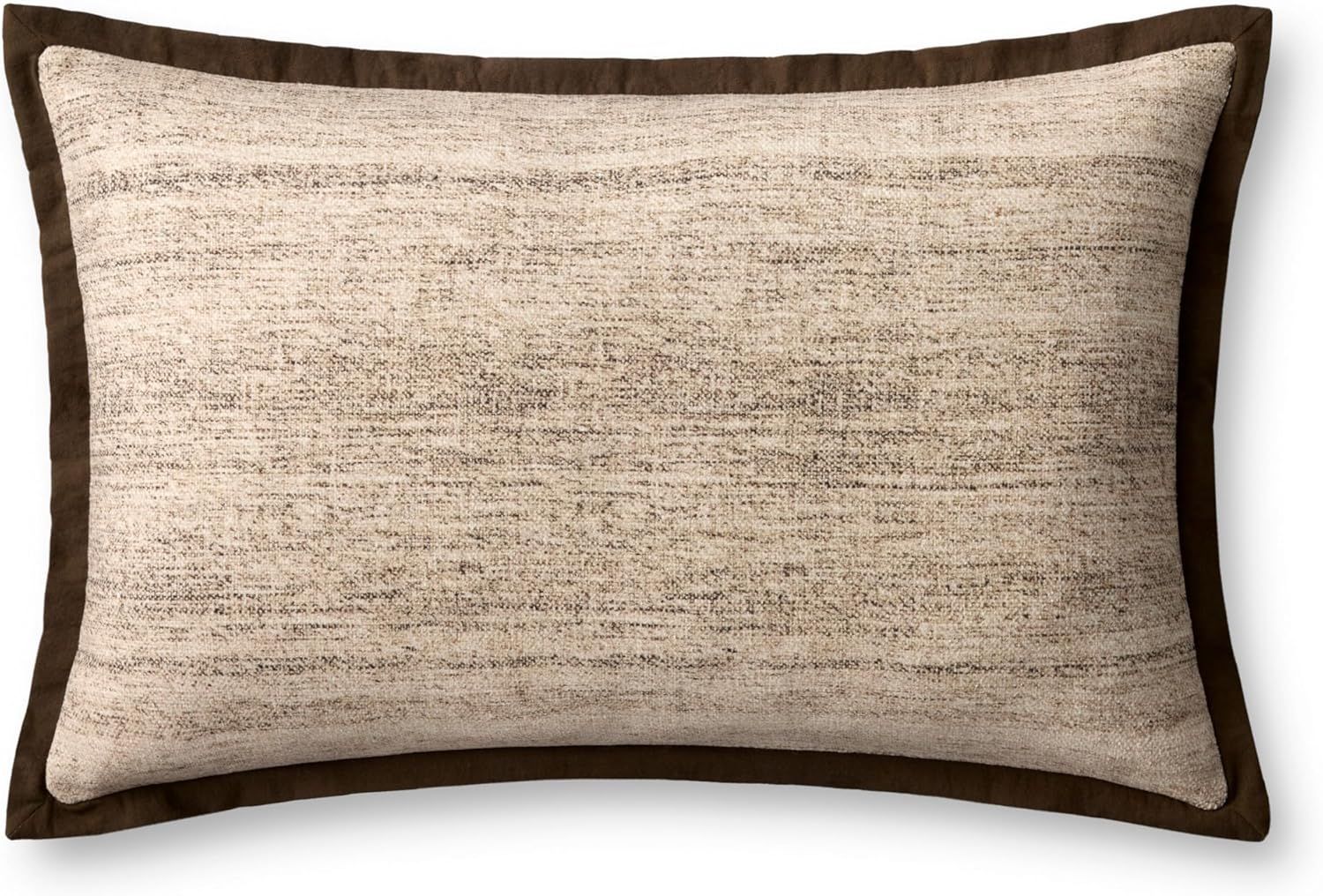 Brown and Ivory Cotton Polyester Rectangular Pillow 16'' x 26''