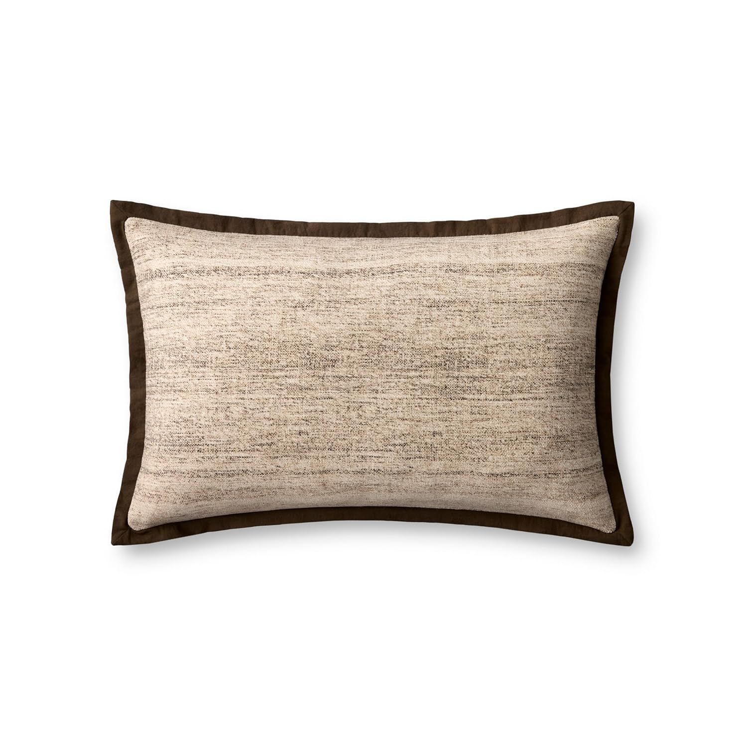 Heathered Brown and Ivory Cotton Polyester Pillow Cover 16'' x 26''