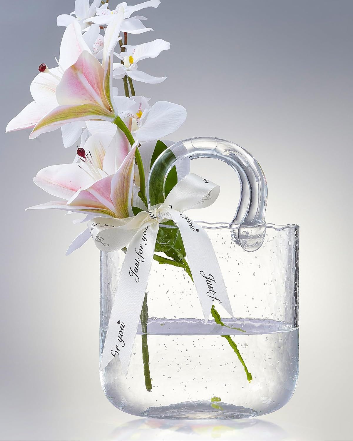 Clear Crystal Handbag Vase with Polished Finish