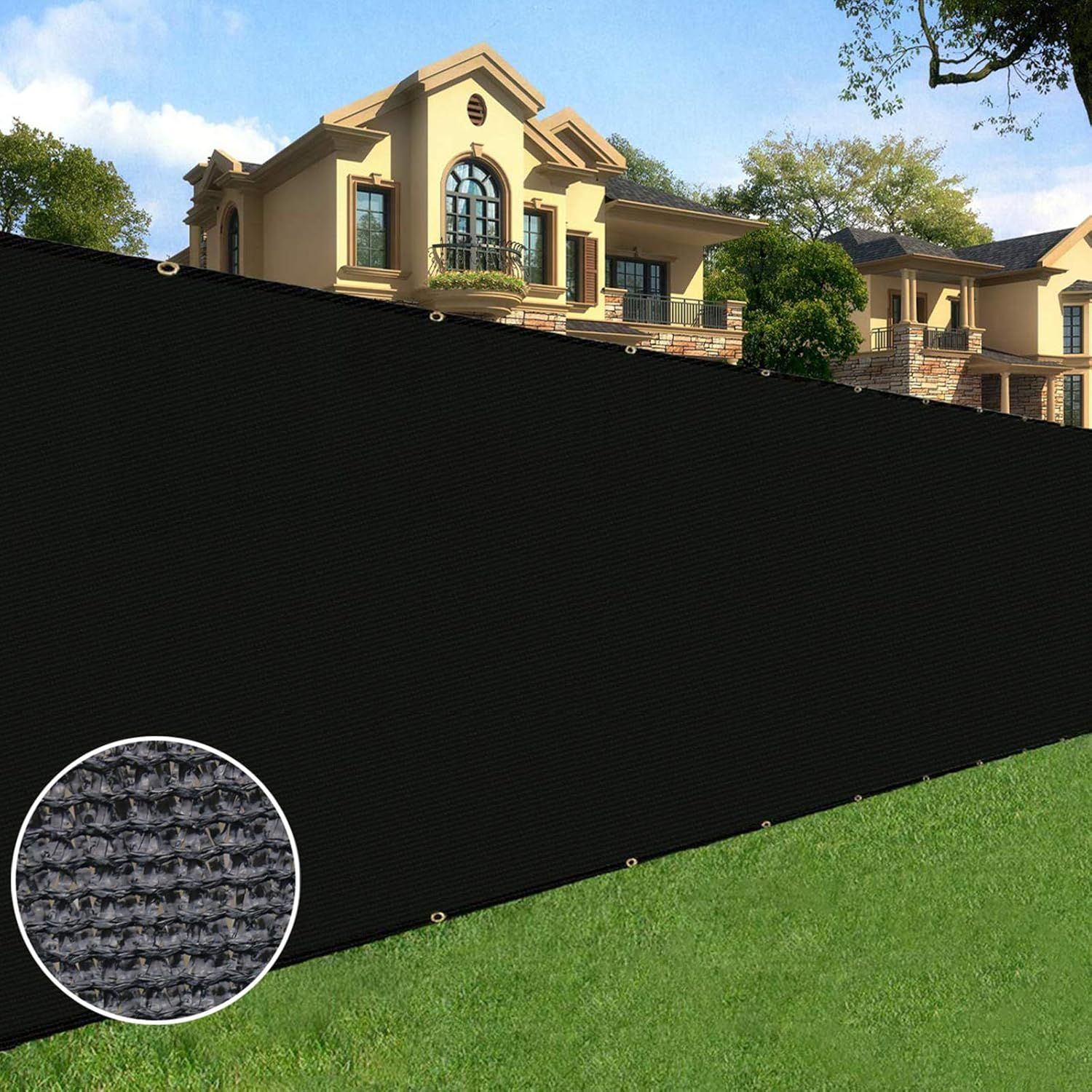 Black Heavy Duty Privacy Screen Fence with Brass Grommets