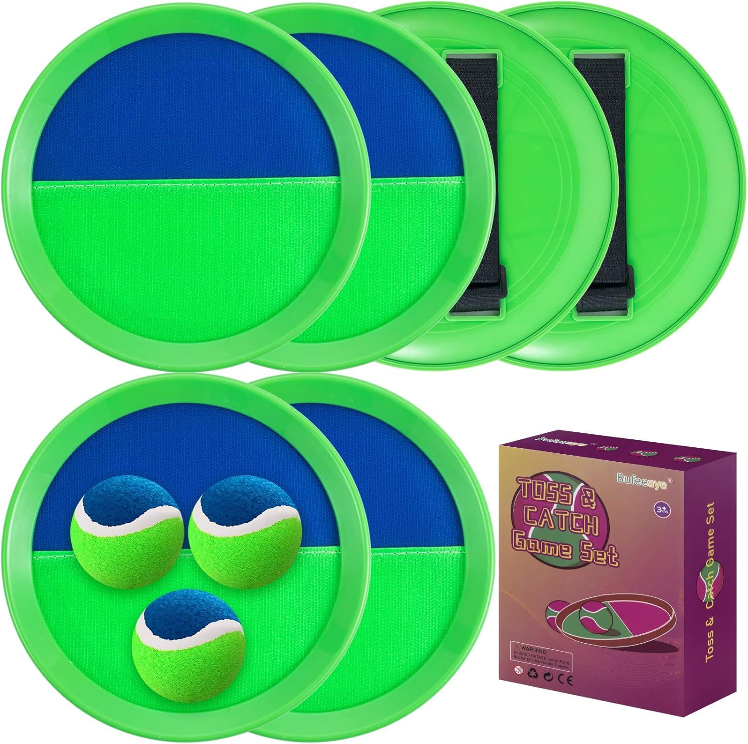 Green and Blue Adjustable Outdoor Toss and Catch Ball Set