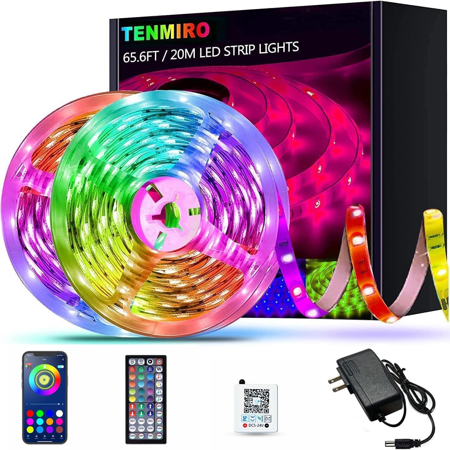 65.6ft Multicolor LED Strip Lights with Remote Control