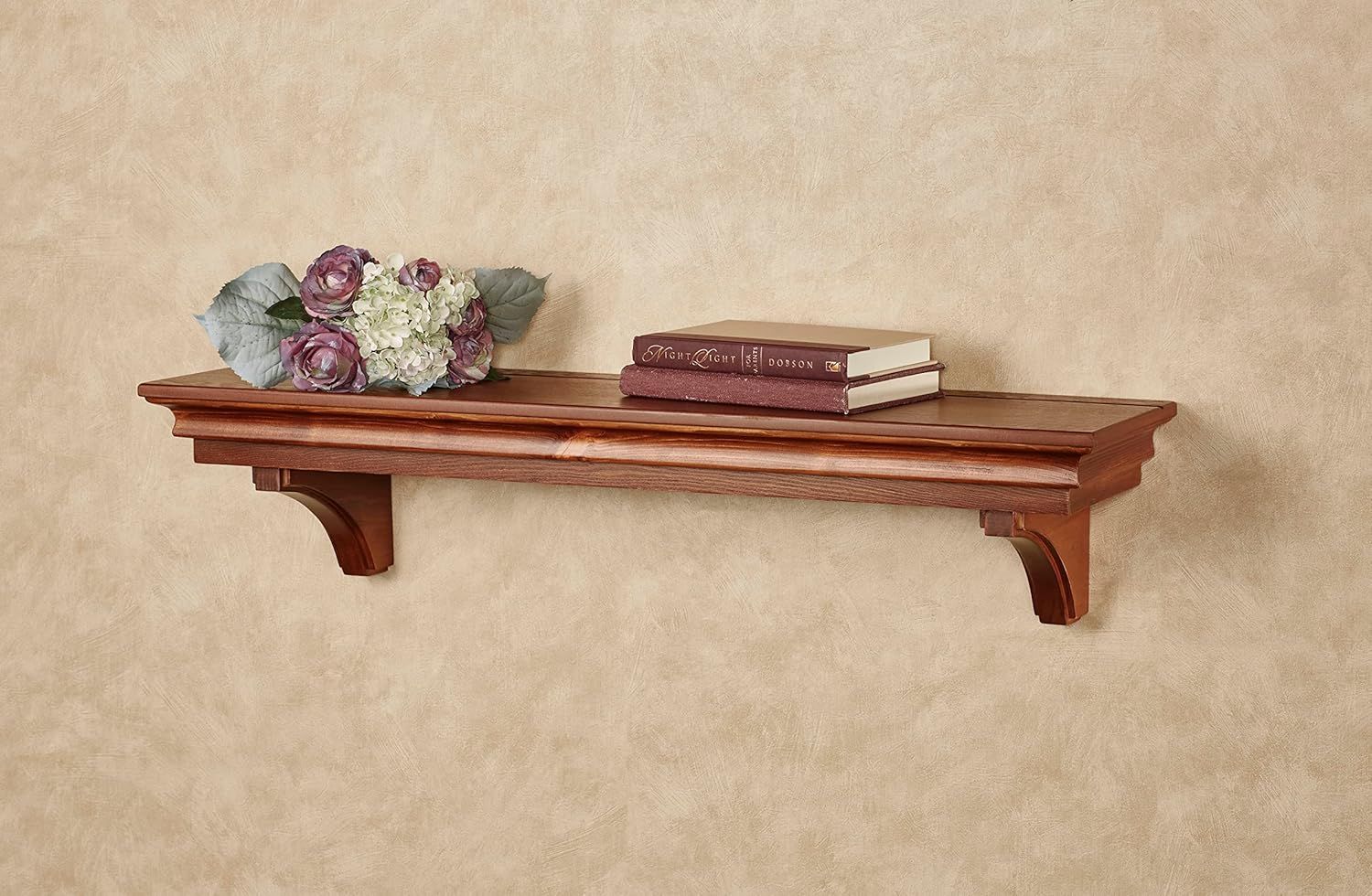 Easton Windsor Oak Wooden Wall Display Shelf with Brackets