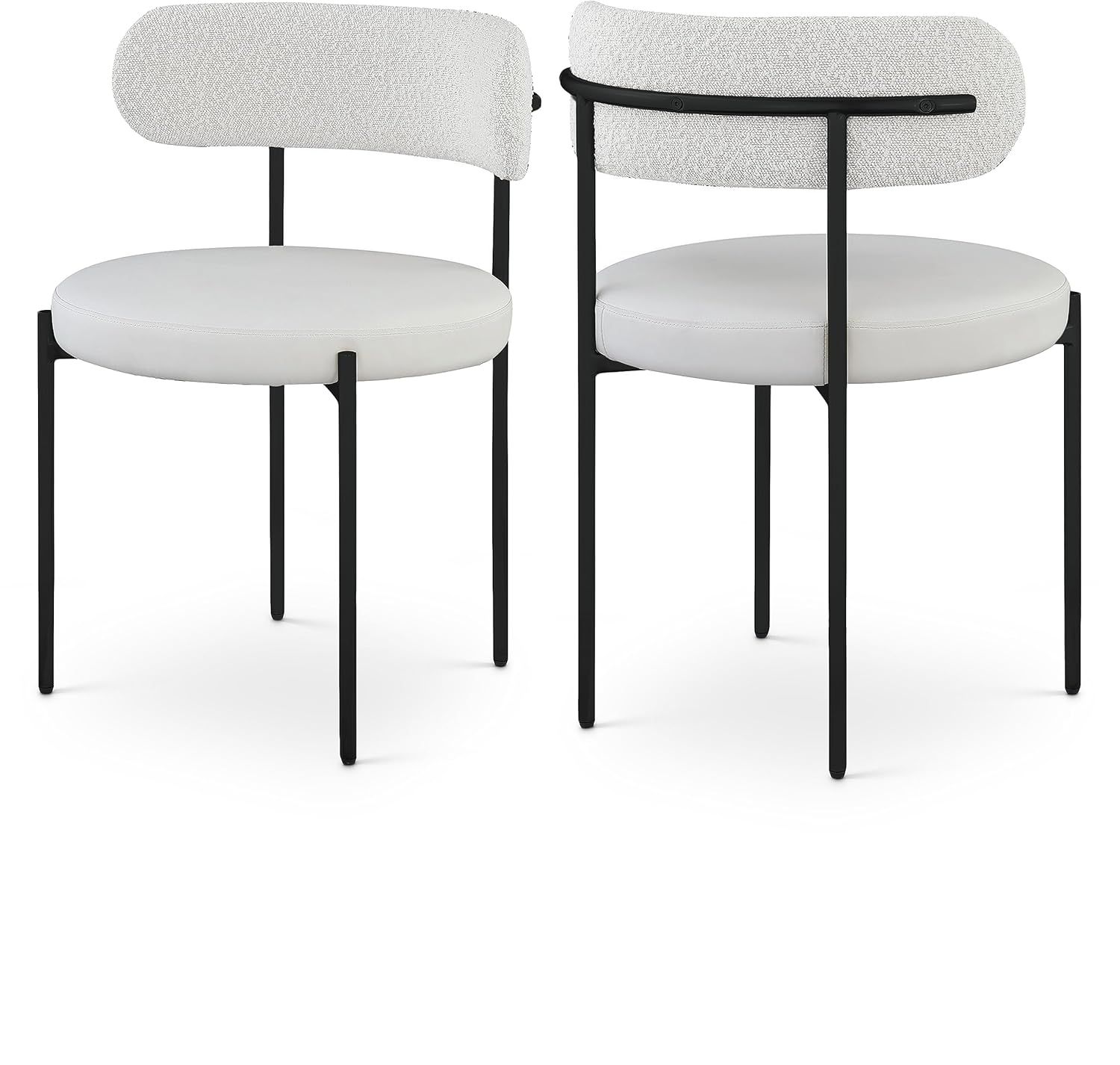 Beacon Cream Boucle Fabric Dining Chair with Black Metal Frame, Set of 2