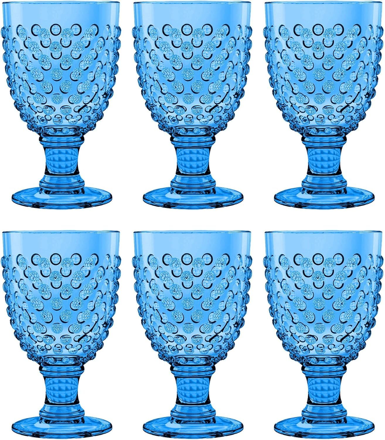 Blue Hobnail Acrylic Goblet Set, 17 Ounce, Set of 6