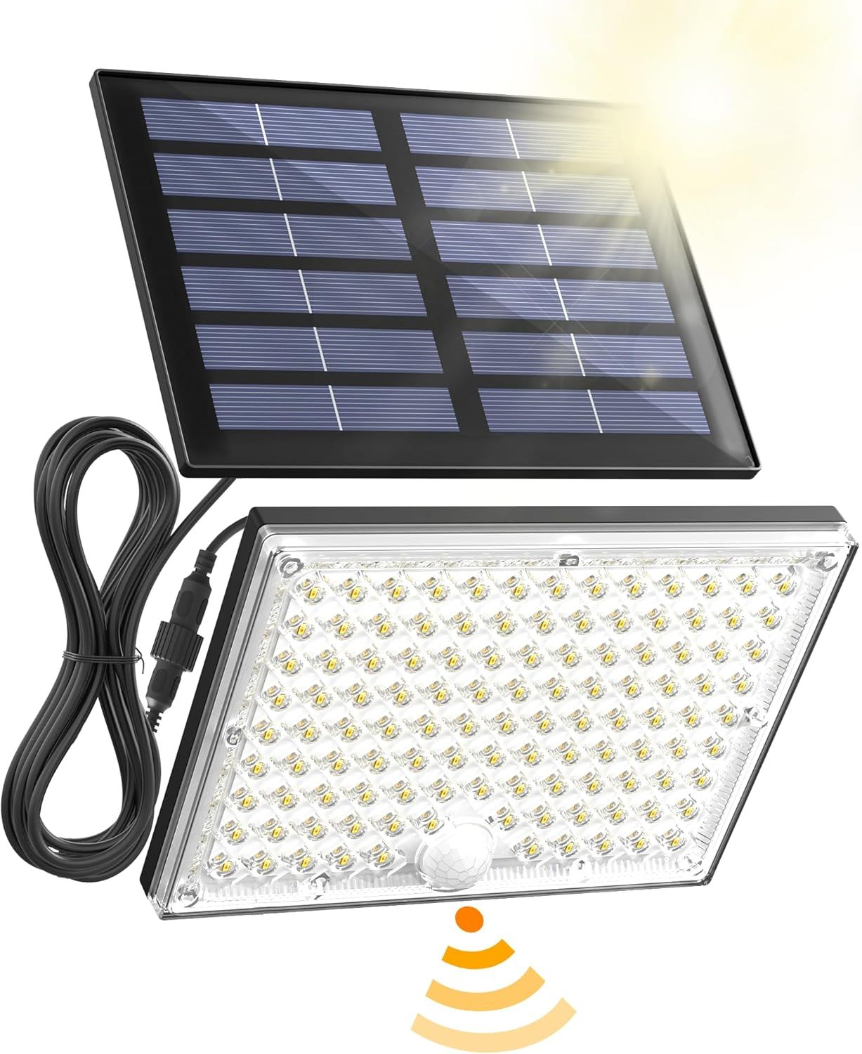 SUPERDANNY Black Solar Motion Sensor Outdoor Flood Lights with 113 LEDs