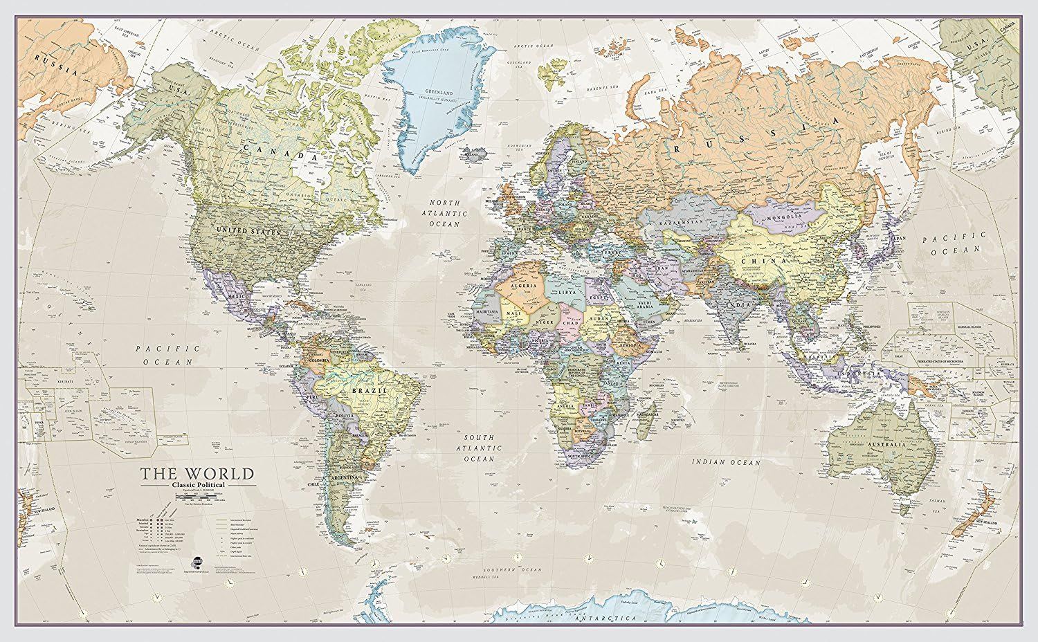 Giant Antique World Map Wall Mural, 91.3" x 62.2"