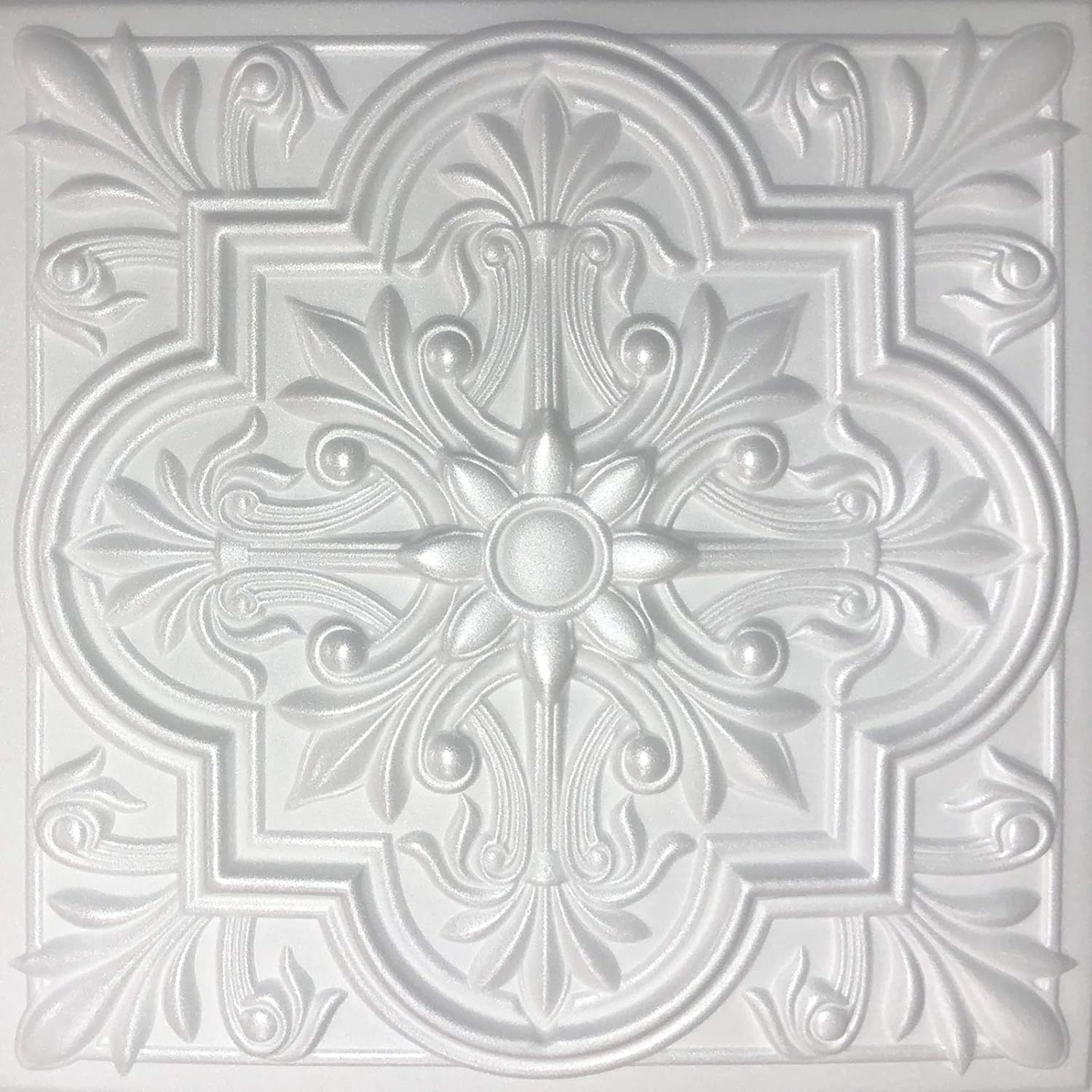 Victorian White Styrofoam Decorative Ceiling Tiles, 40-Pack