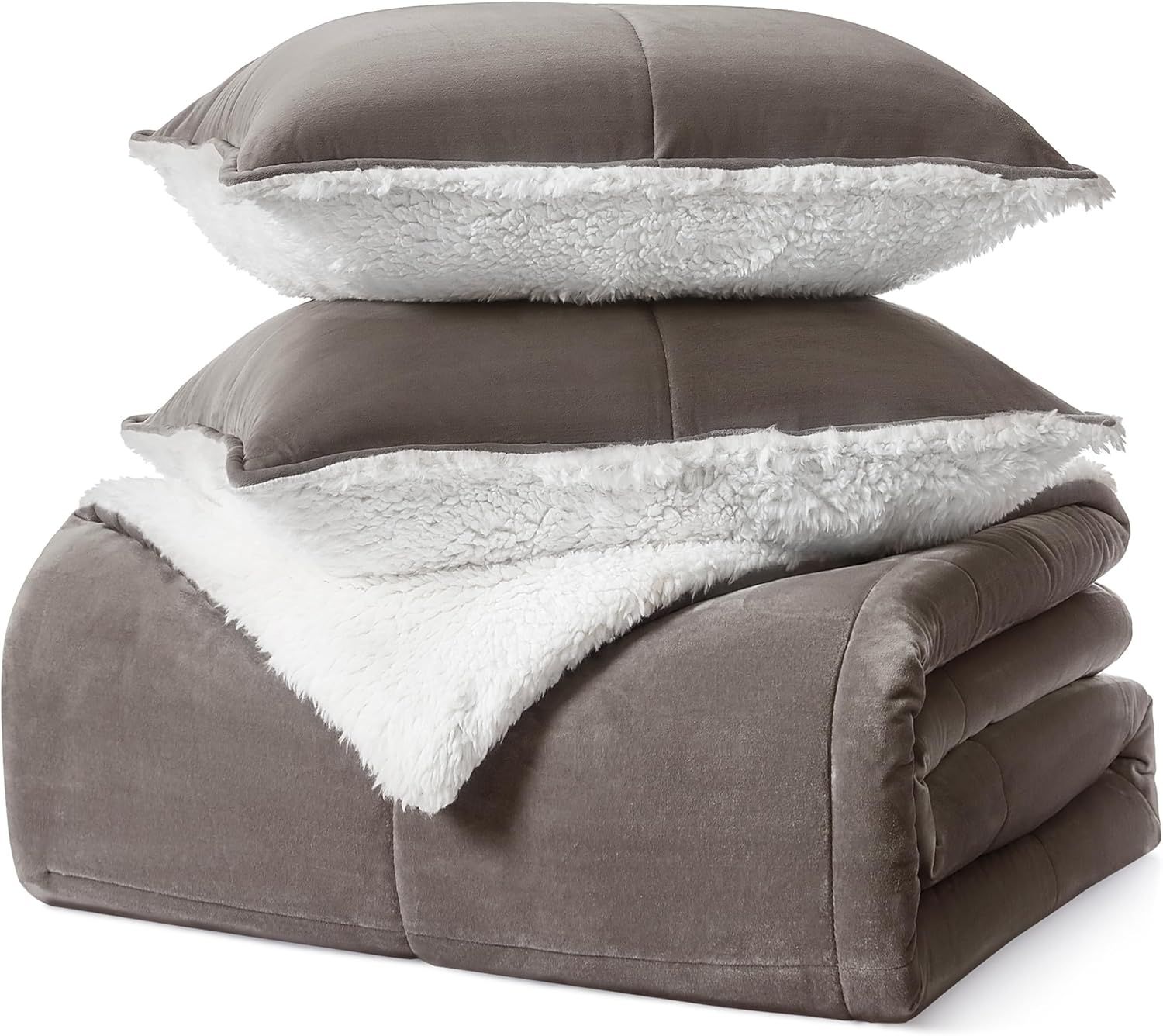 Queen Brown Reversible Down Alternative Comforter Set