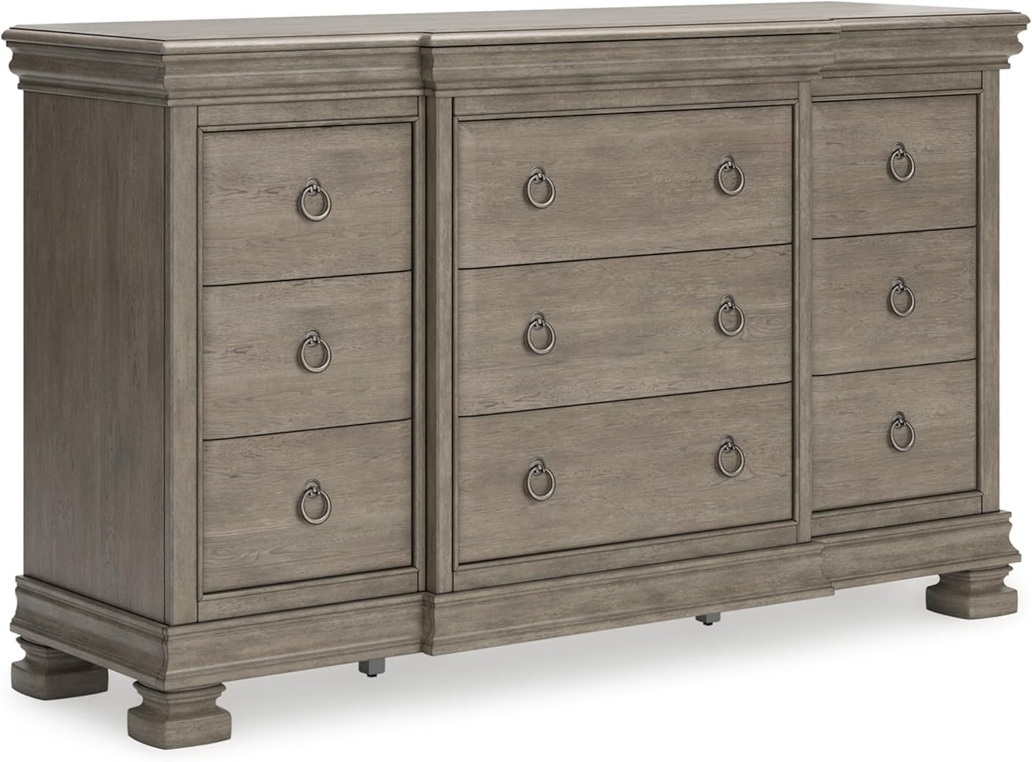 Light Gray Traditional Dresser with Dovetail Drawers