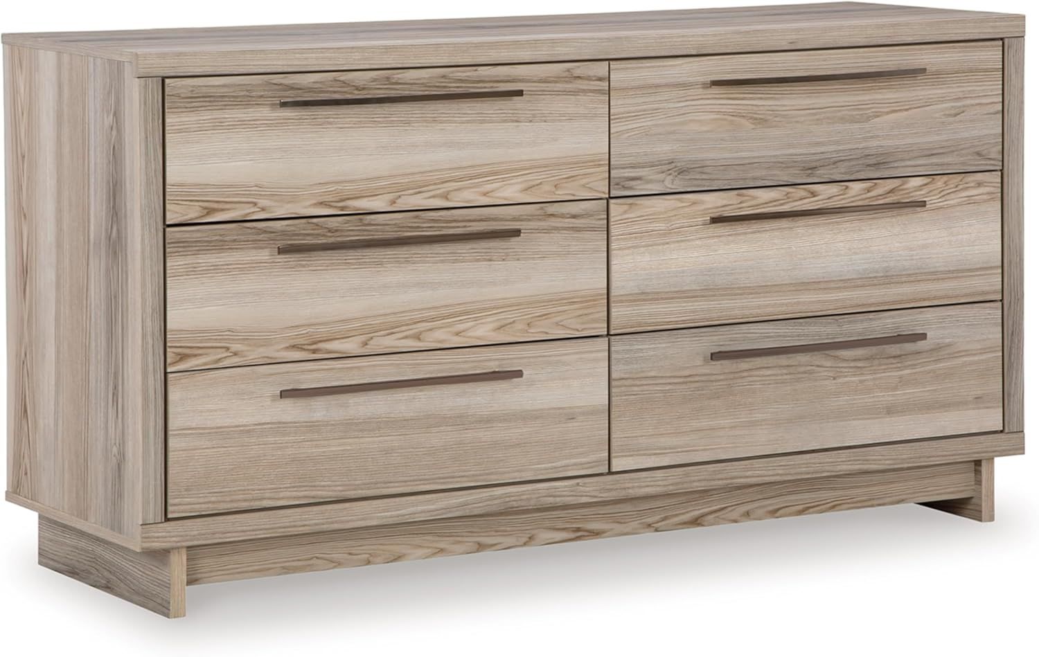 Beige Transitional 6-Drawer Dresser with Natural Finish