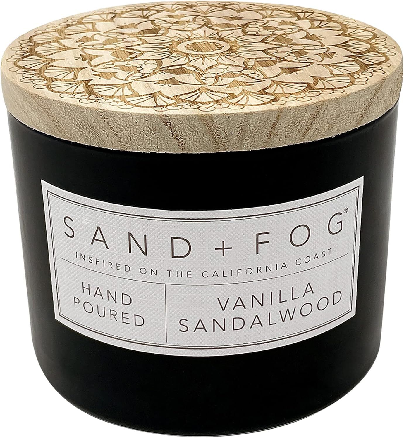 Vanilla Sandalwood Scented Amber Jar Candle with Wooden Lid