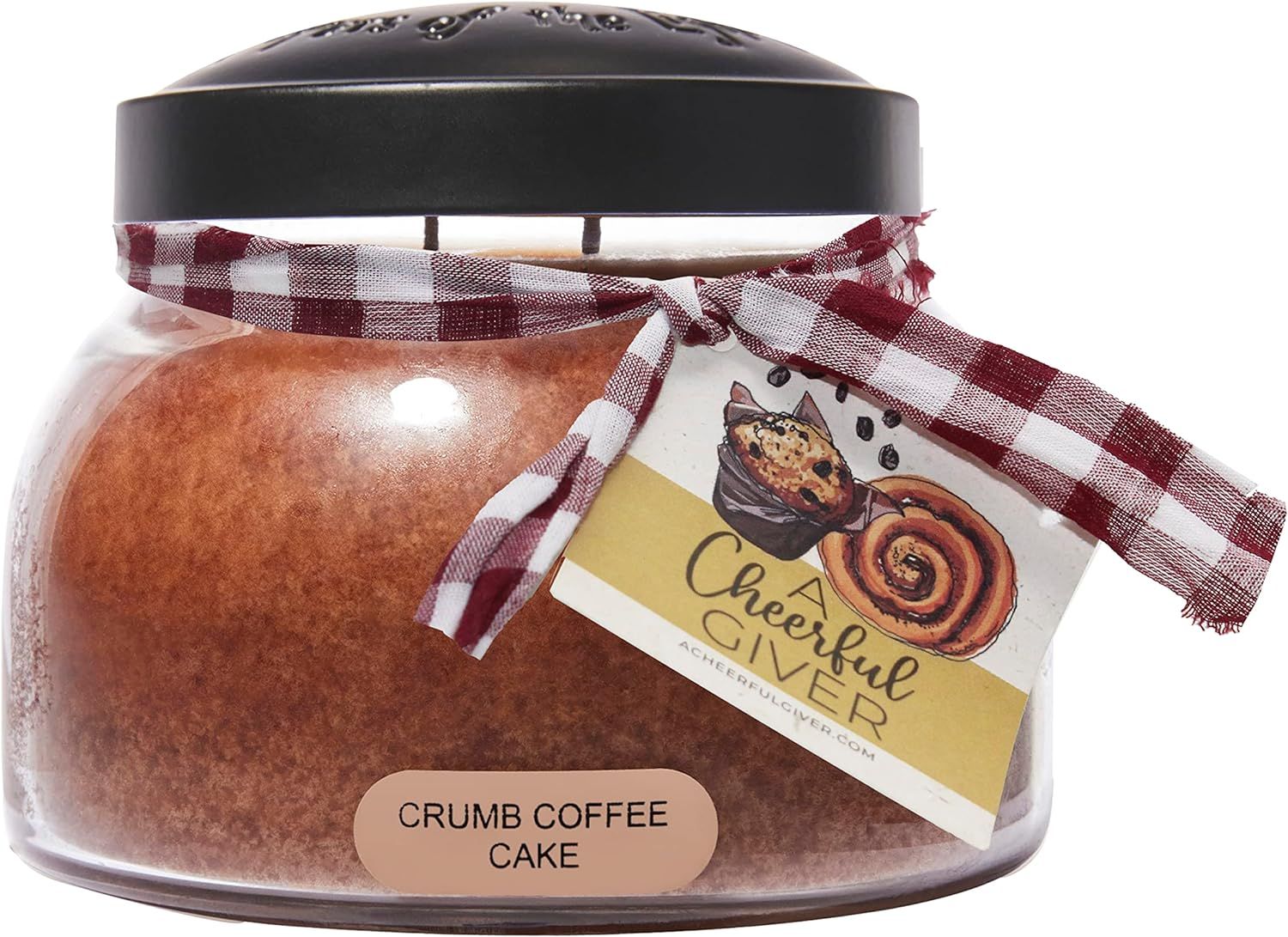 Crumb Coffee Cake Scented Glass Jar Candle with Black Lid