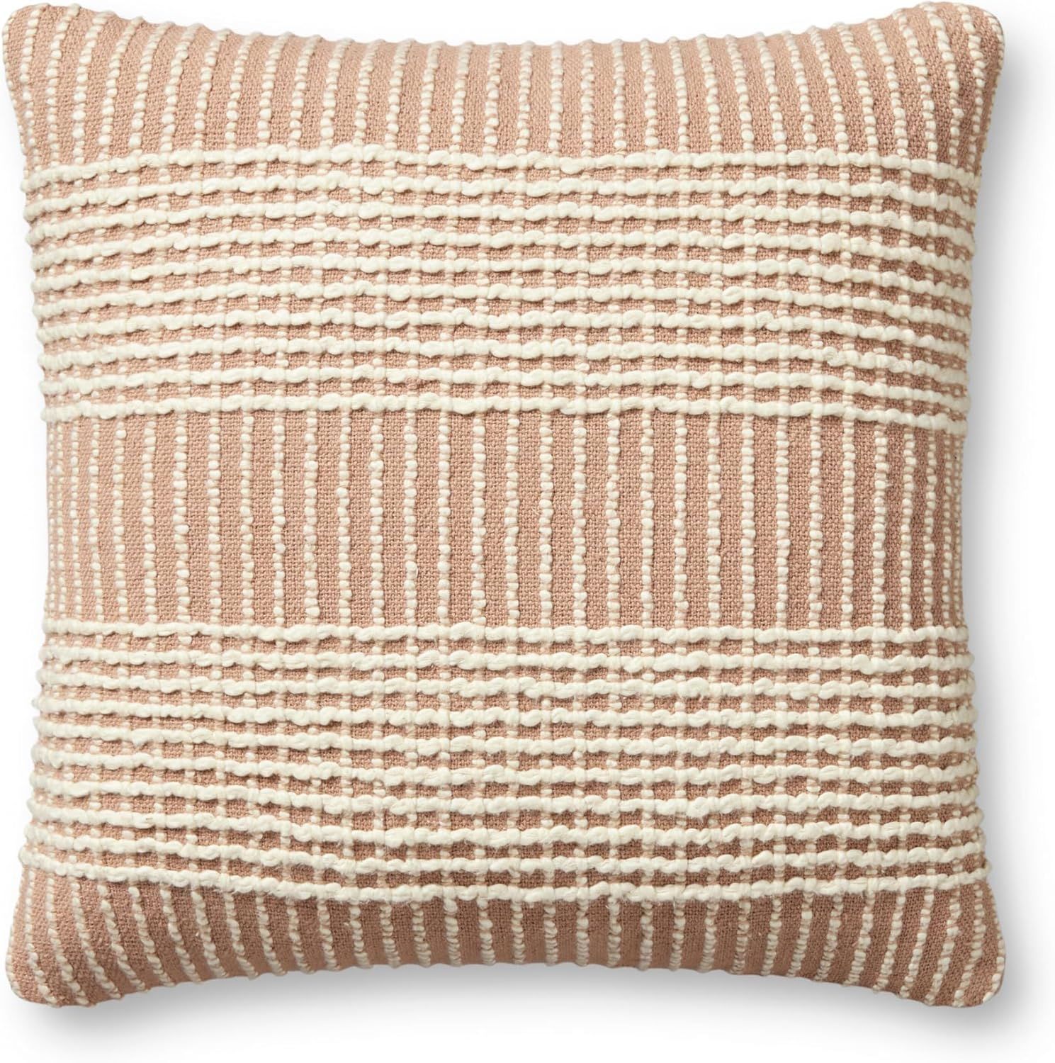 Blush Cotton Textural Striped 18" x 18" Pillow Cover