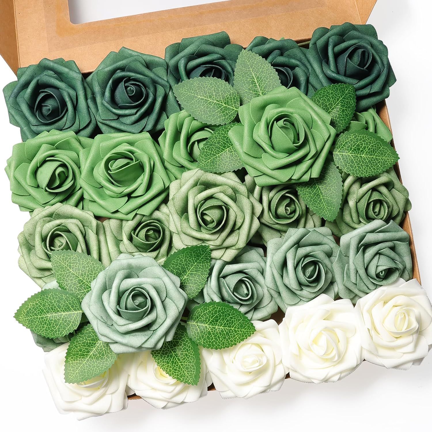 Eco-Friendly Green and White Artificial Rose Centerpiece Set