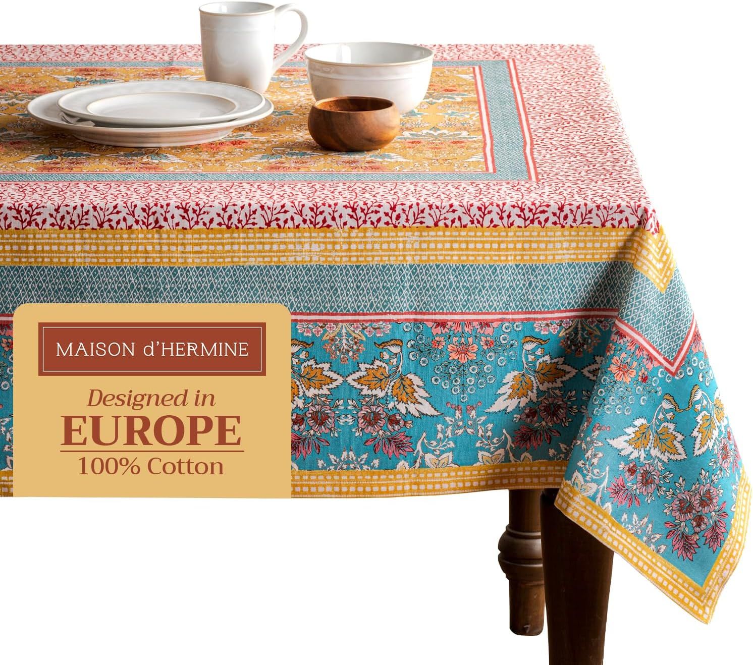 Maison d' Hermine 108" x 60" Rectangular Cotton Tablecloth with European Design