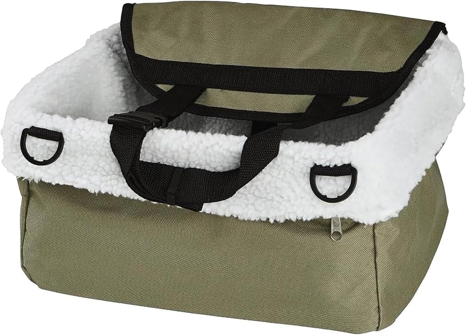 Olive Green Faux Sheepskin Dog Booster Seat