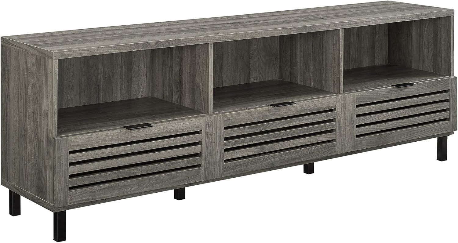 Slate Grey 70" Modern Bohemian TV Stand with Cabinet Storage