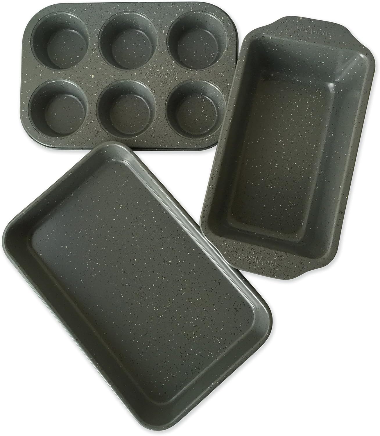 Silver Granite Ceramic Non-Stick Toaster Oven 3-Piece Set