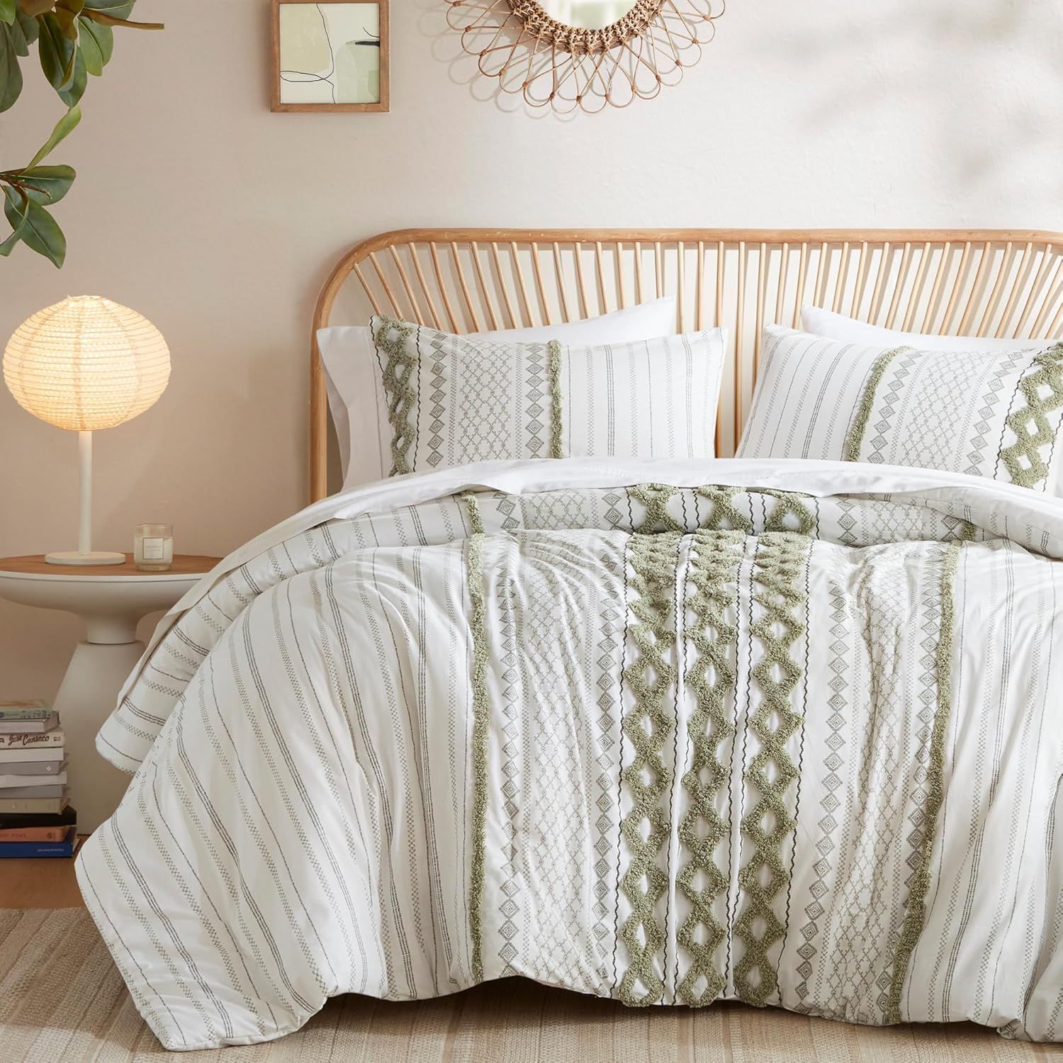Sage and Ivory Cotton Down Alternative Full Comforter Set