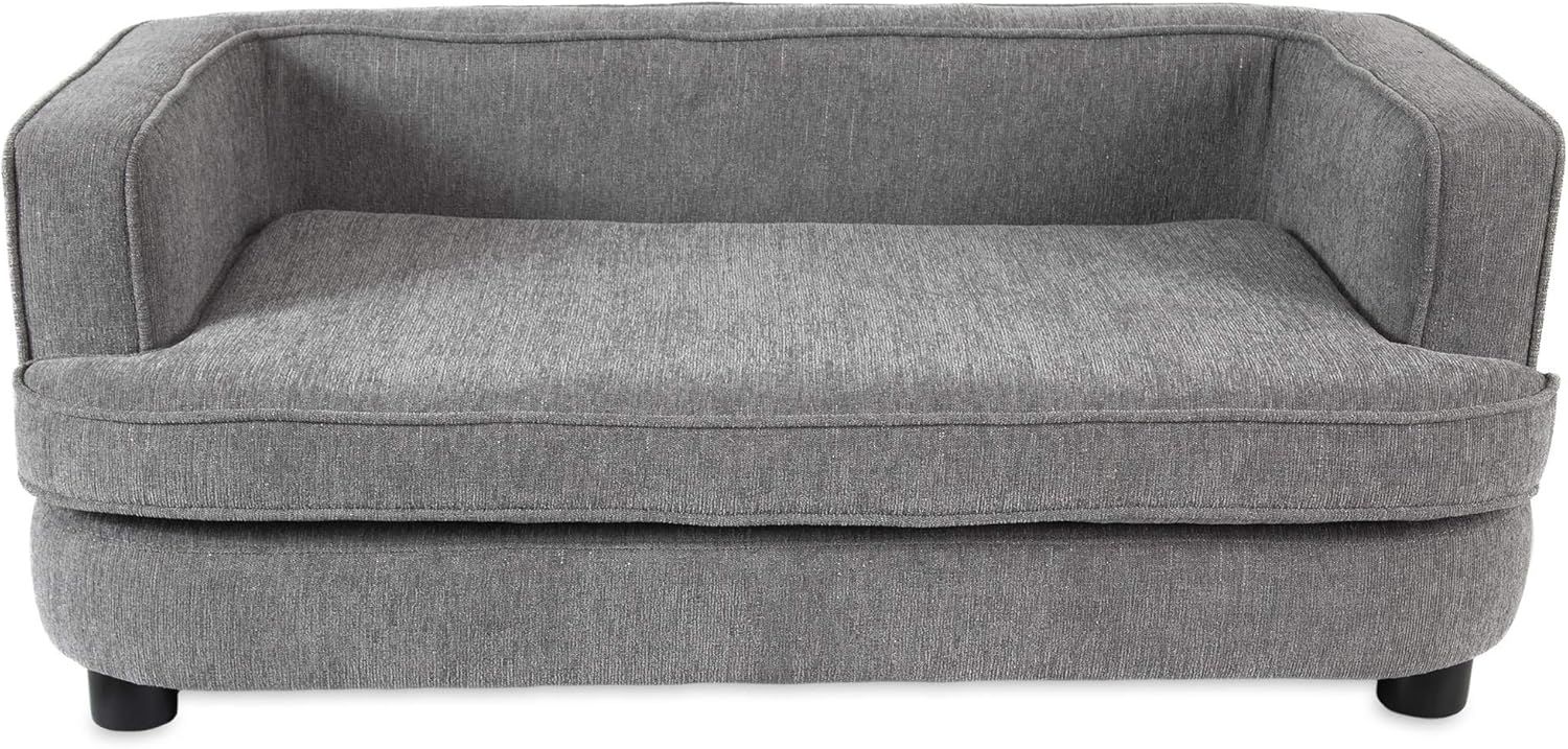 Large Pewter Linen Chew Resistant Dog Sofa Bed