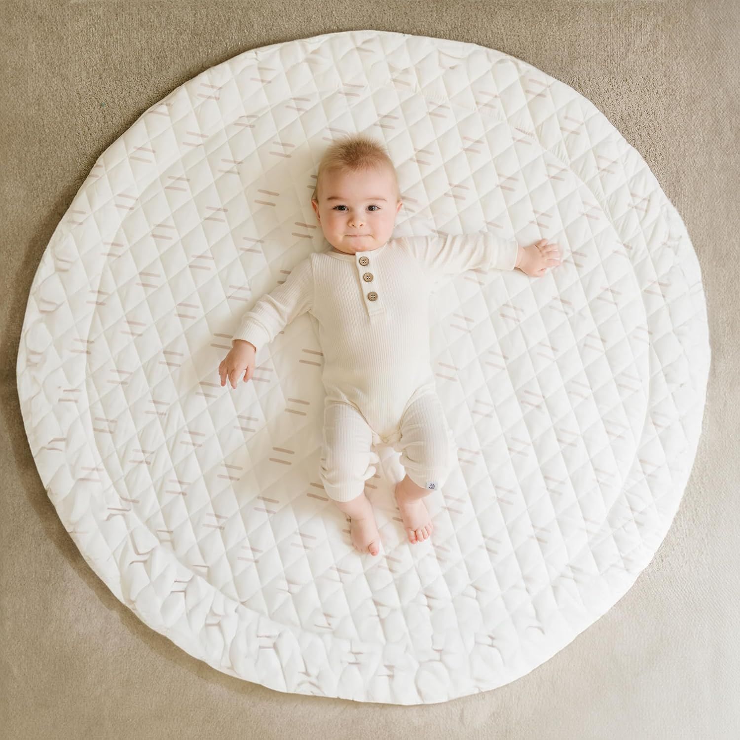 Extra-Large Round Neutral Line Baby Play Mat