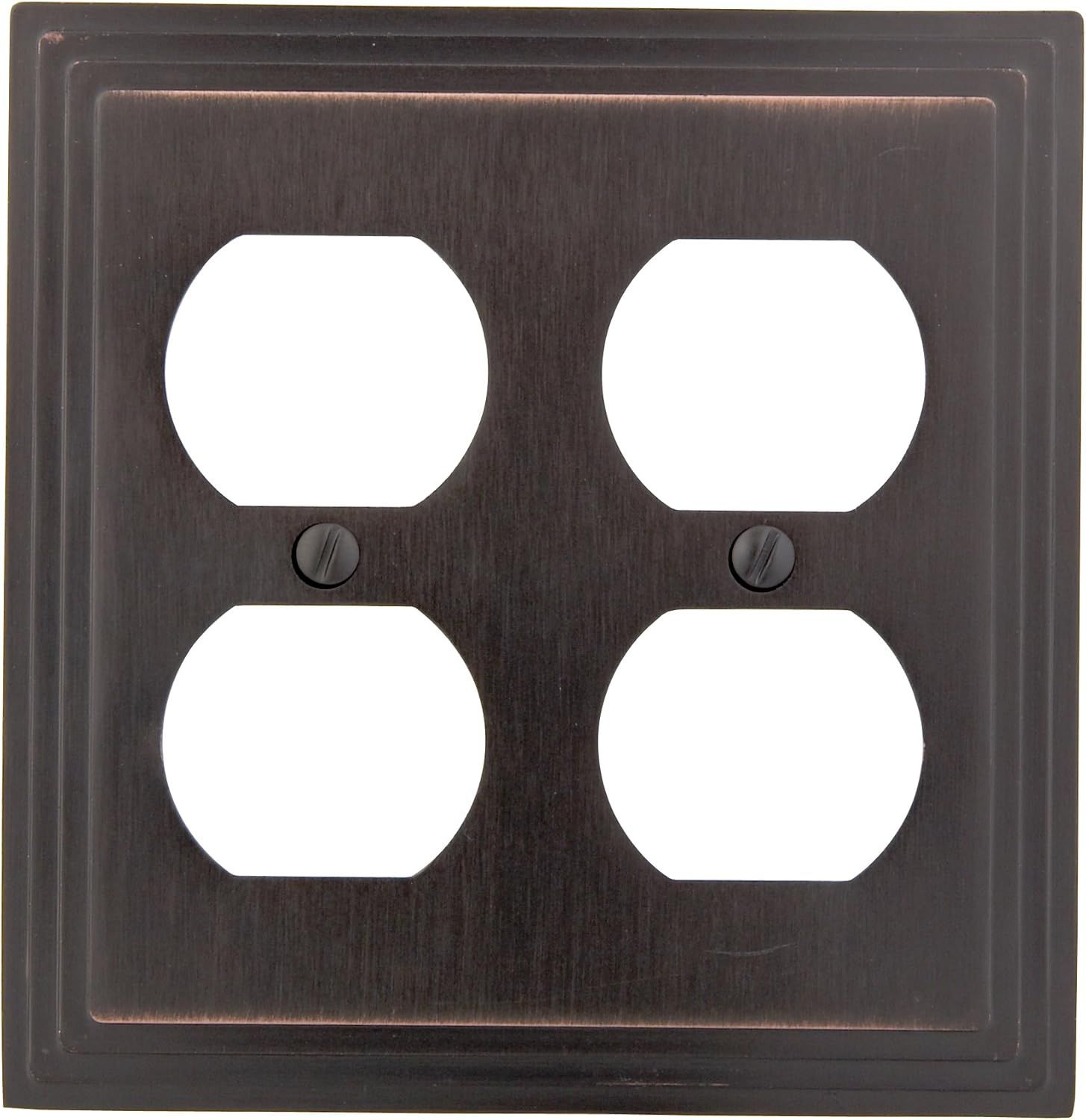 Aged Bronze 2-Gang Metal Duplex Outlet Wall Plate