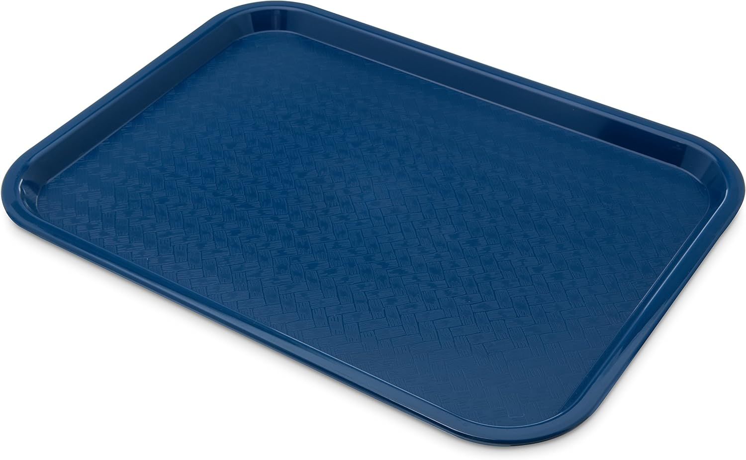 Blue Plastic 16" x 12" Cafeteria Tray with Basket Weave Surface