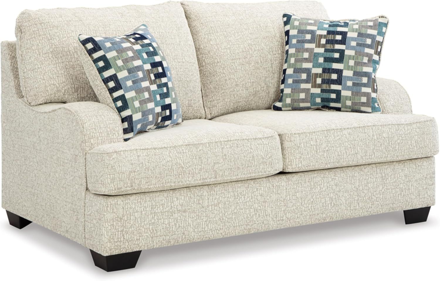 Beige Chenille Upholstered Stationary Loveseat with Track Arms