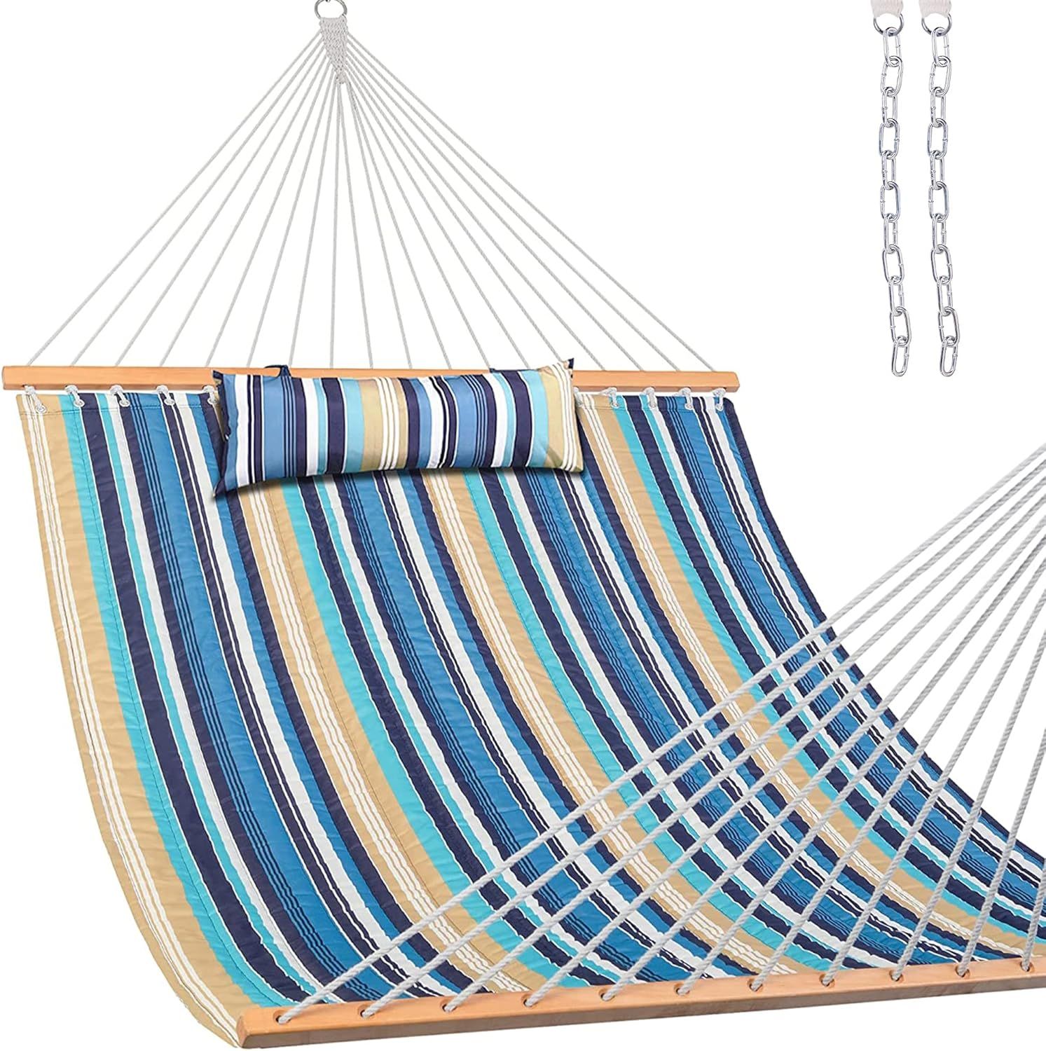 Beaches Stripes Quilted Double Hammock with Pillow