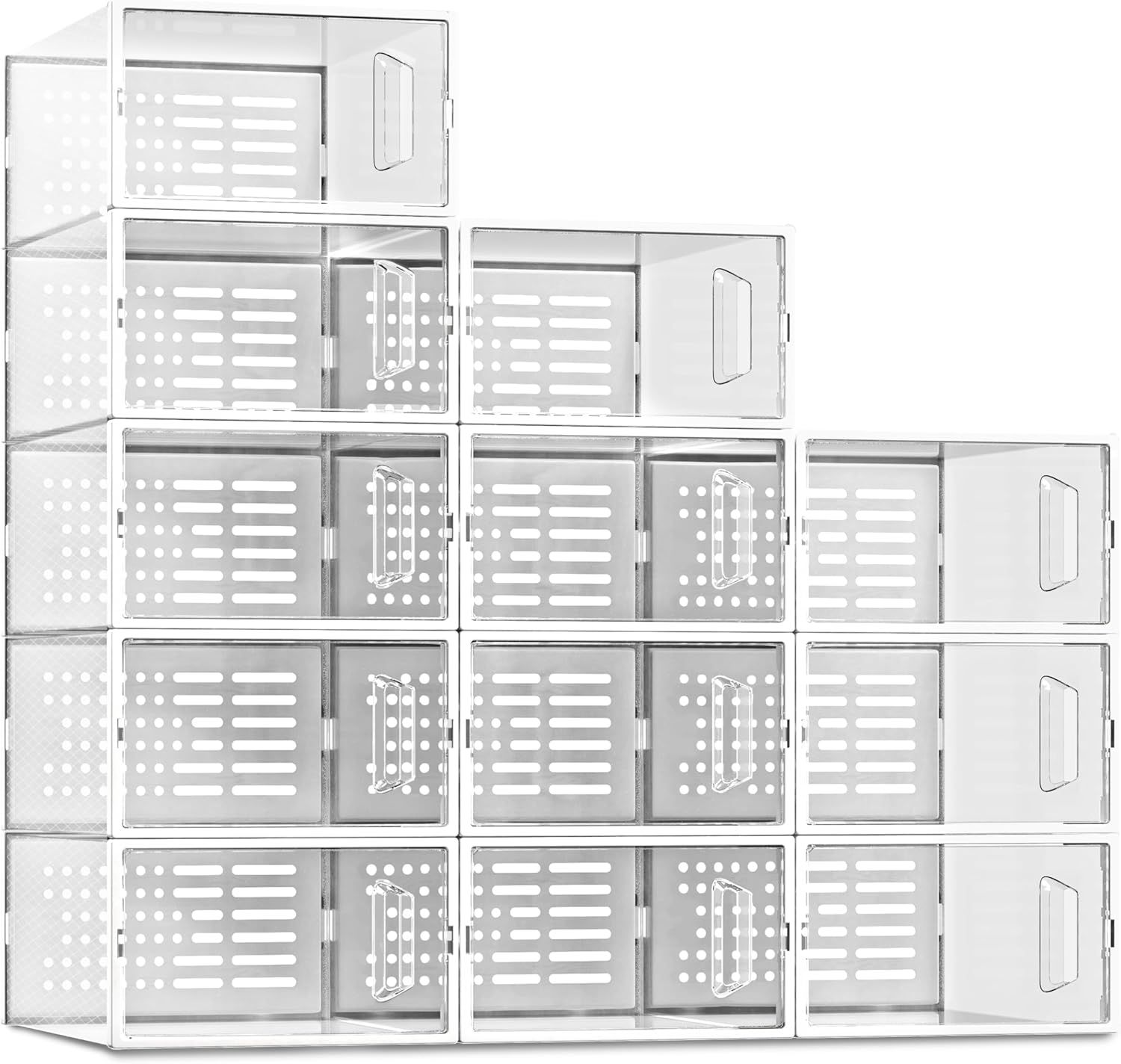 Clear Stackable Plastic Shoe Storage Boxes with Ventilation Holes