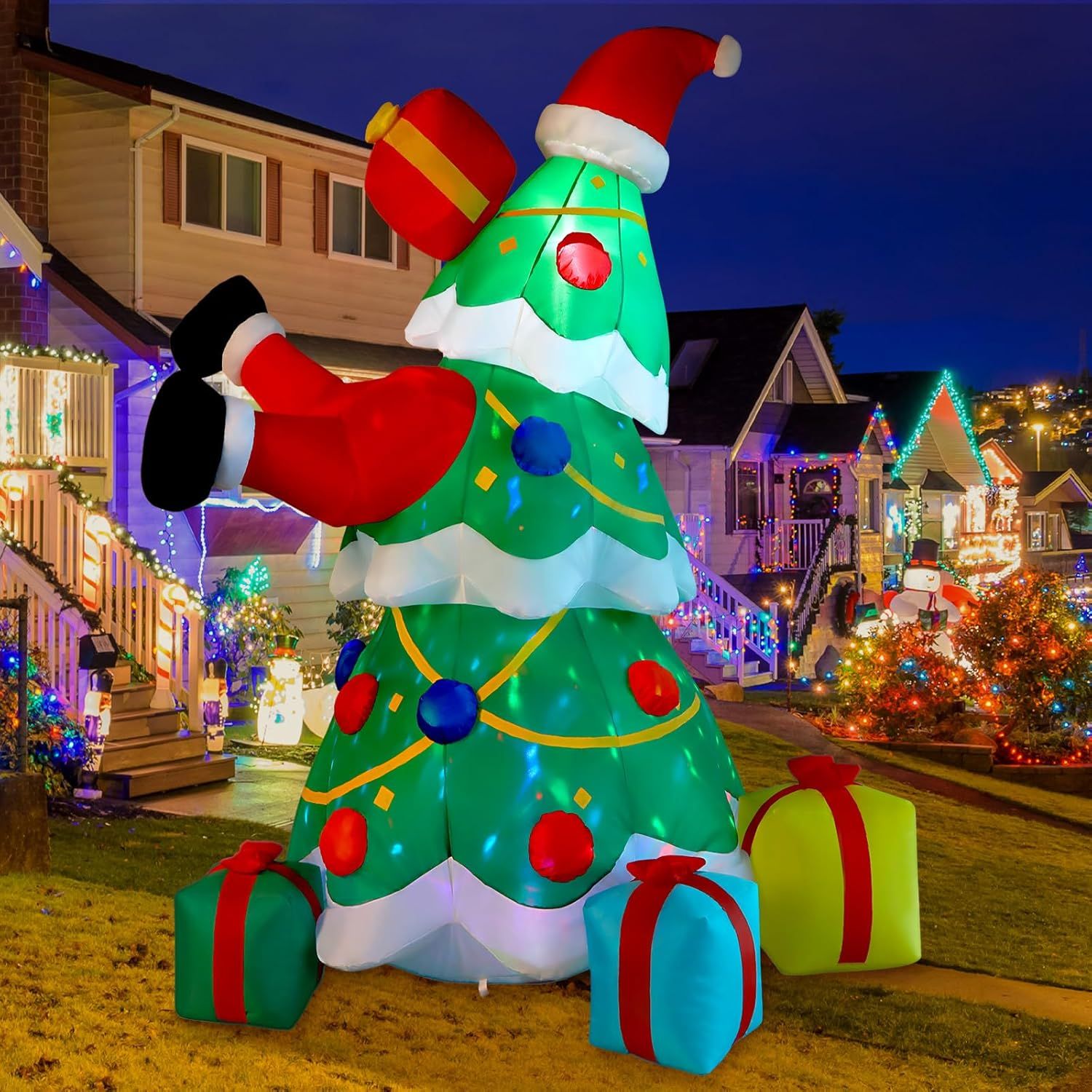 7FT Inflatable Christmas Tree with Santa and LED Lights