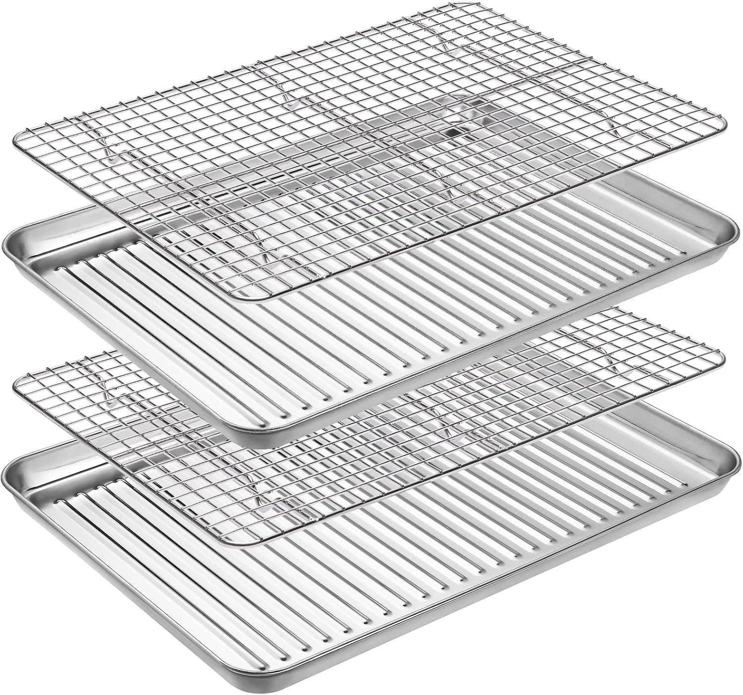 Stainless Steel Non-stick Cookie Sheet with Rack Set