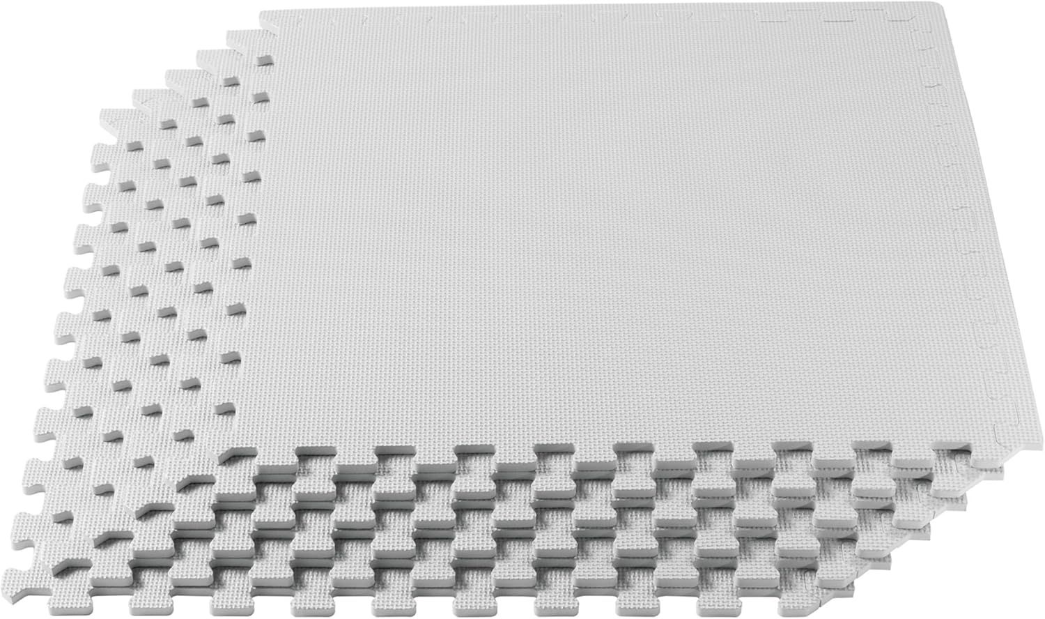 White EVA Foam Interlocking Gym Floor Tiles, 24 x 24 Inch