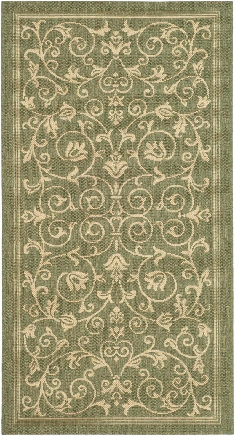 Safavieh Courtyard 6'7" Square Olive Synthetic Outdoor Area Rug