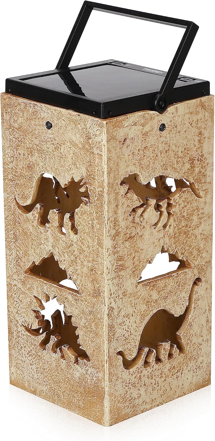 Solar Powered Beige Dinosaur Silhouette LED Lantern