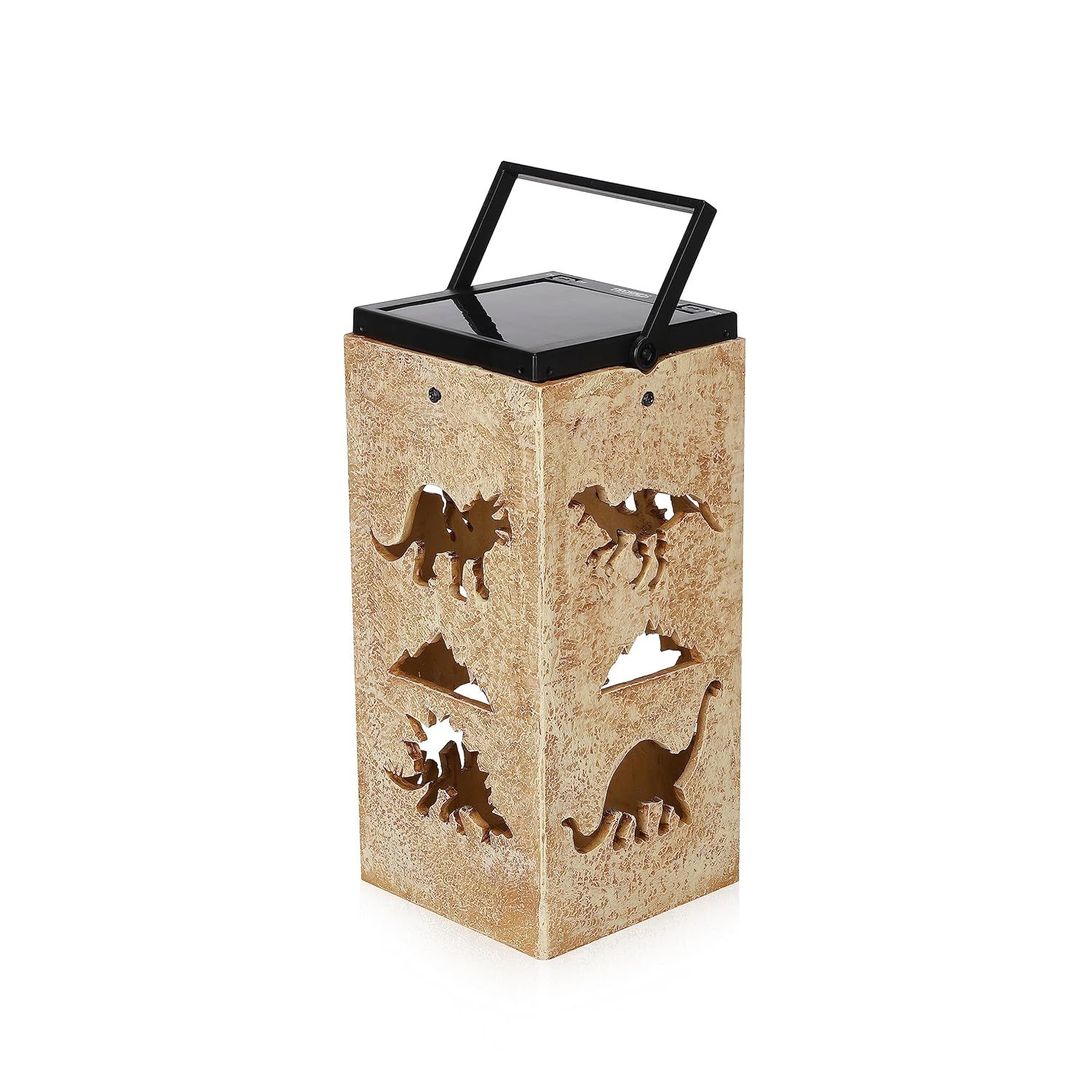 Solar Powered Beige Dinosaur Silhouette LED Lantern