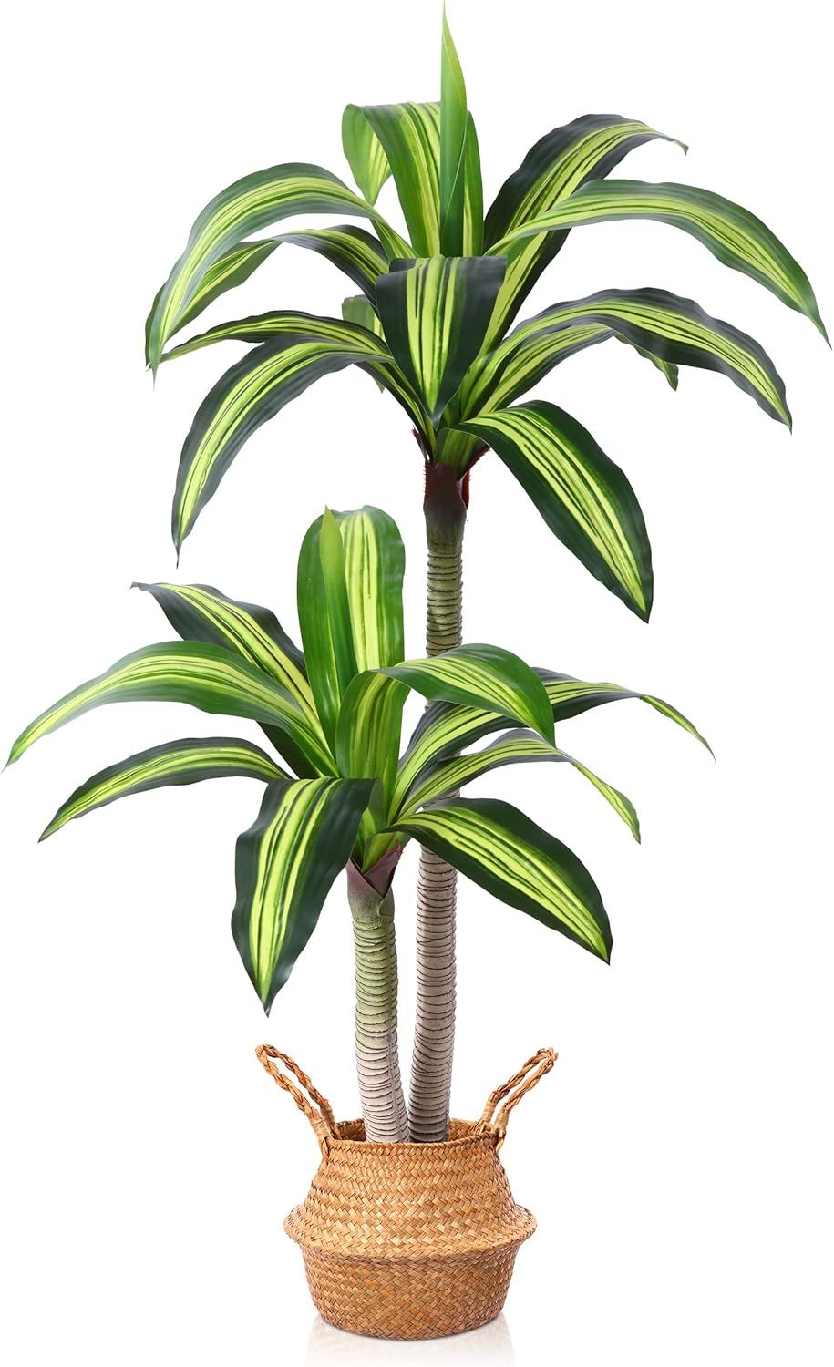 4 Ft Green Dracaena Artificial Plant with Seagrass Basket