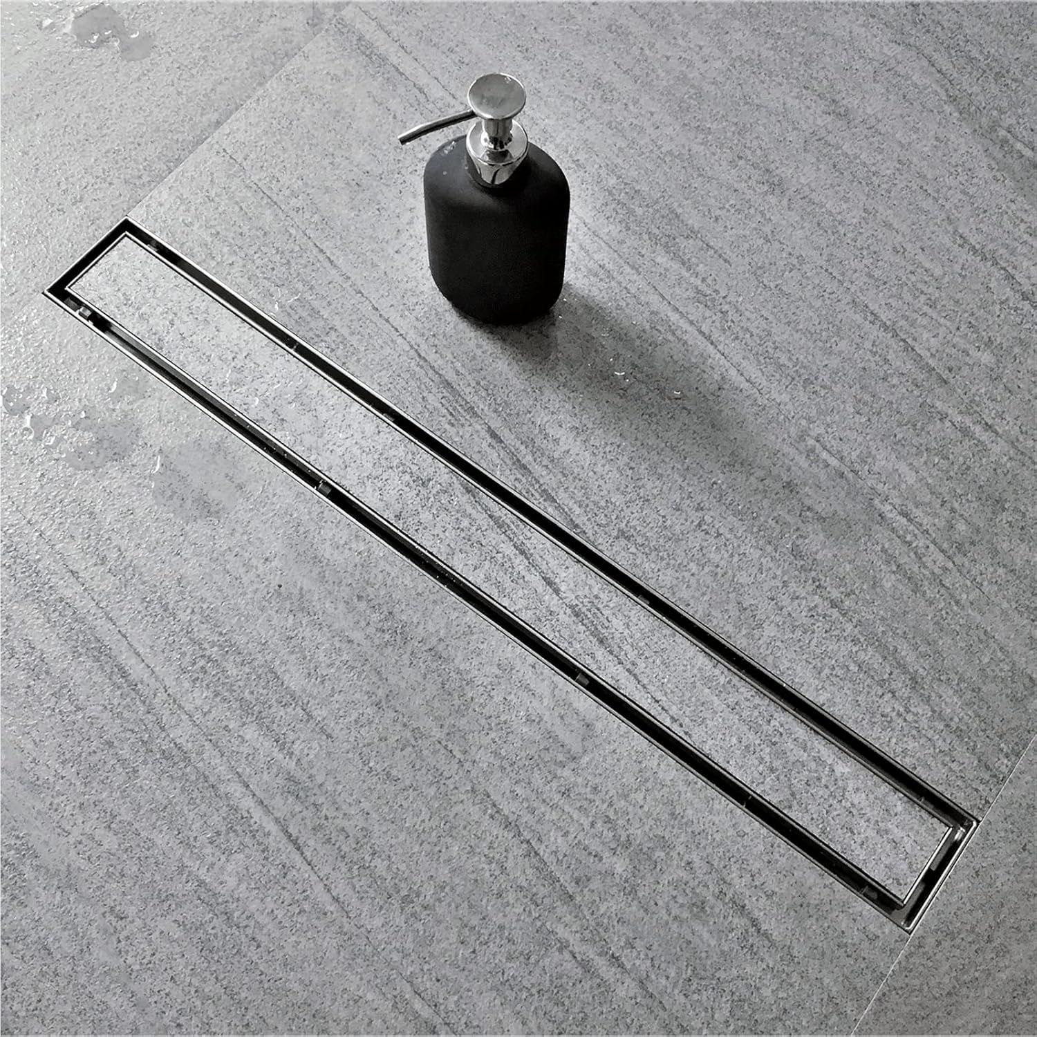 48-Inch Brushed Stainless Steel Linear Shower Drain with Tile Insert