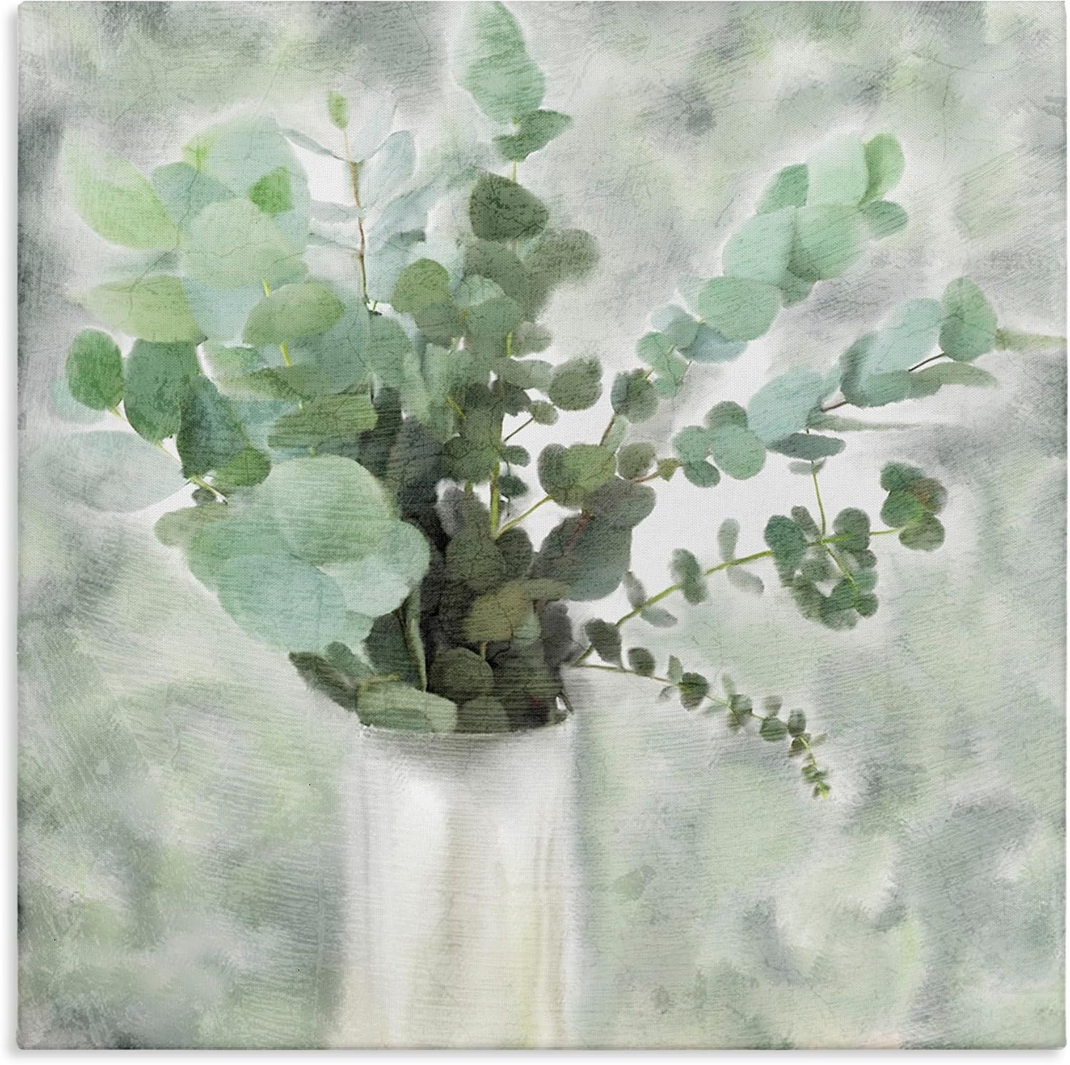 Sage Green Eucalyptus Abstract Canvas Wall Art, 17x17