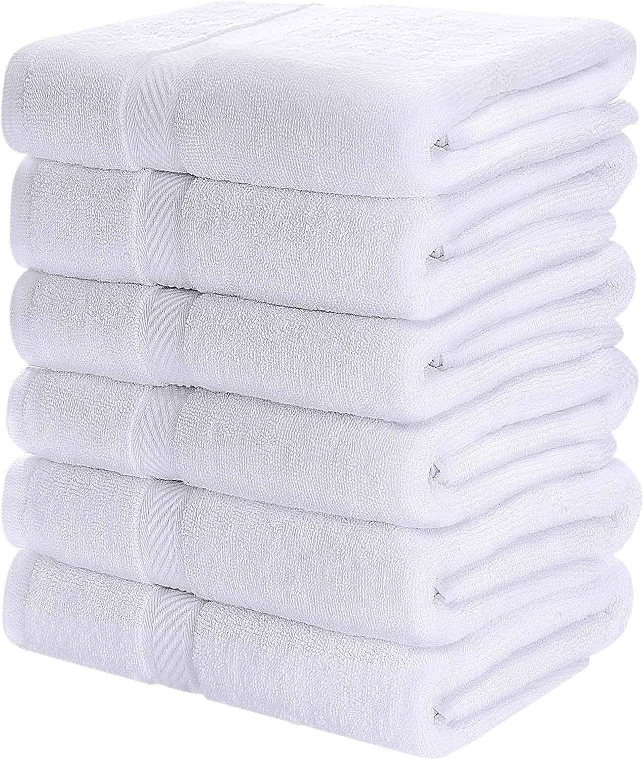 White Cotton Quick Dry Bath Towel Set, 25x50 Inches