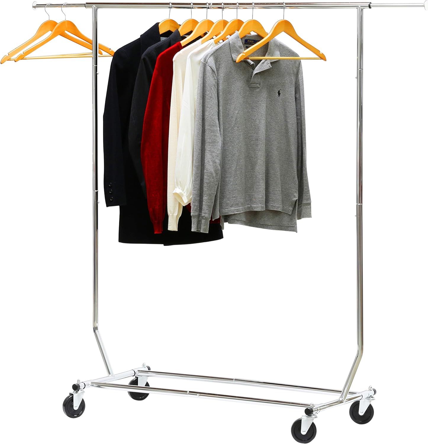 Chrome Rectangular Portable Clothing Garment Rack