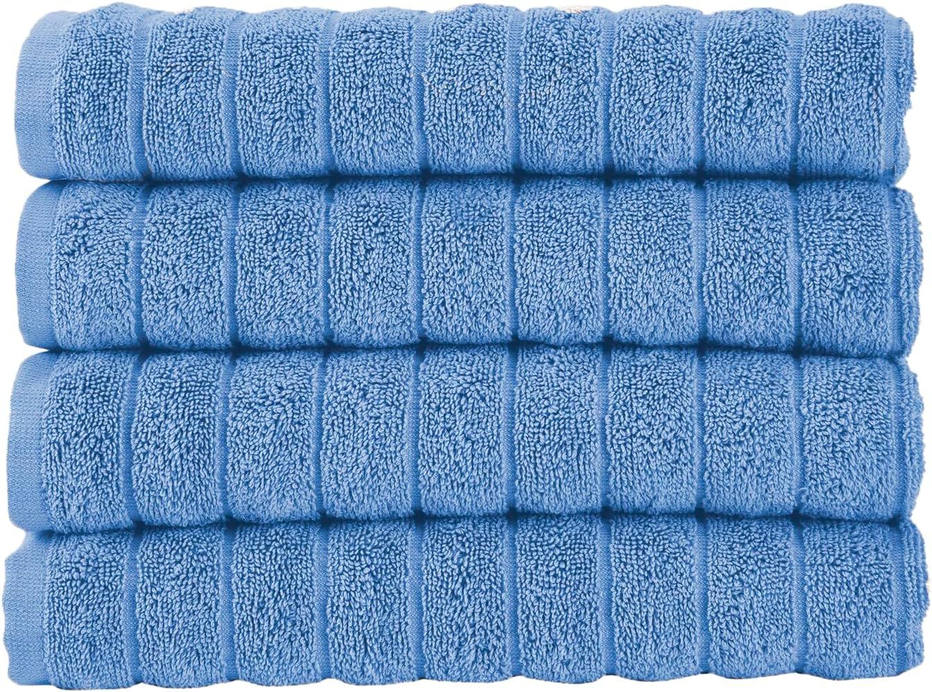 Luxury Blue Turkish Cotton Hand Towels Set of 4