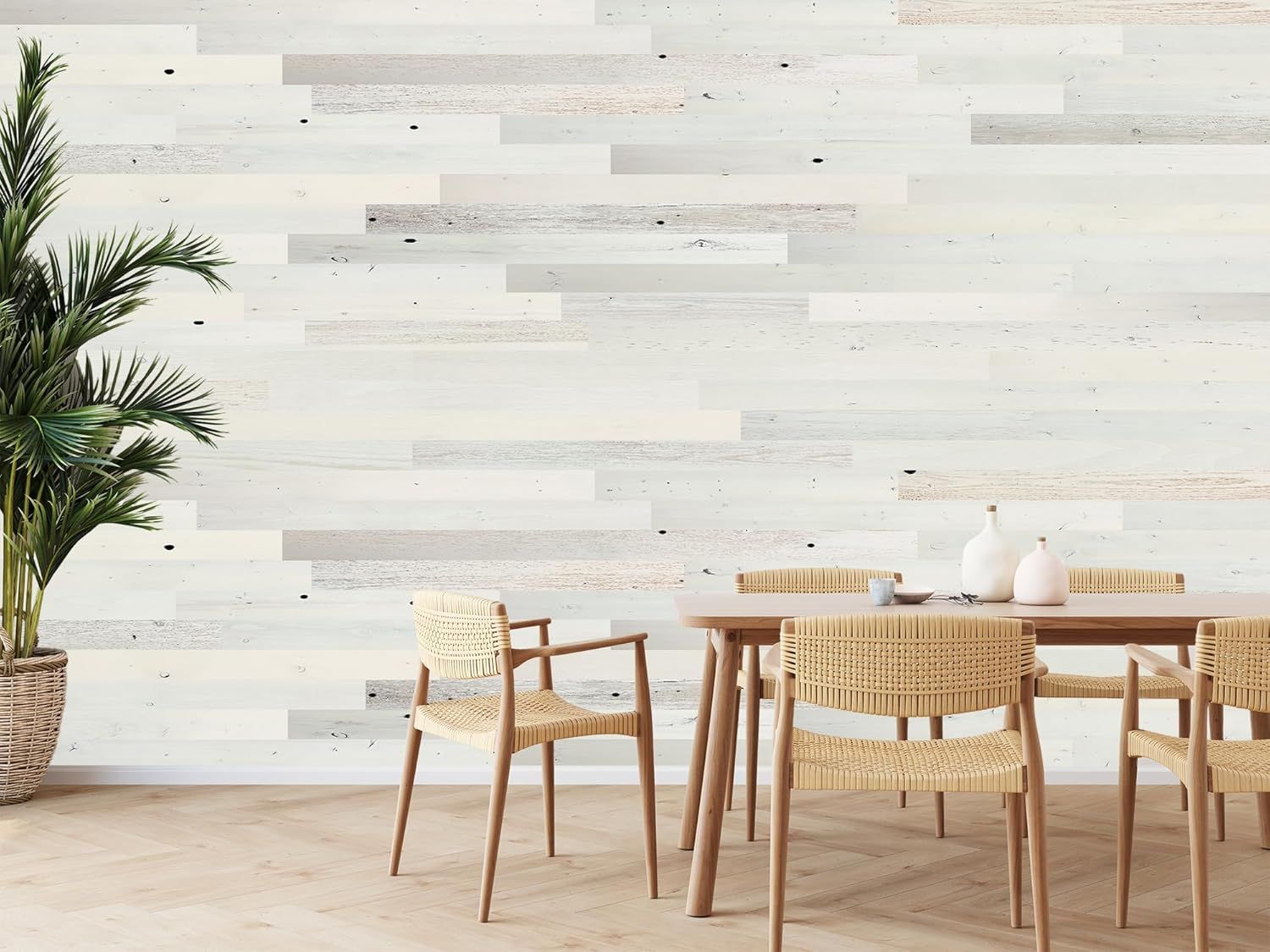 Coastal White Reclaimed Wood Peel and Stick Wall Panels